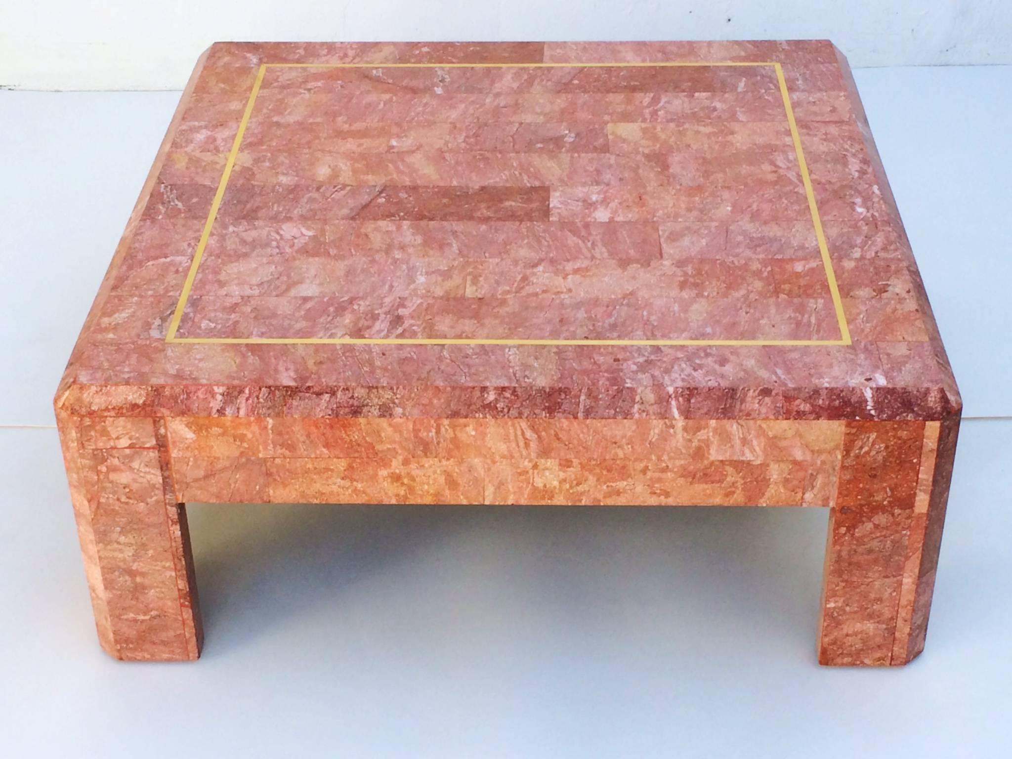 American Tessellated Rosso Marble Cocktail Table by Maitland-Smith