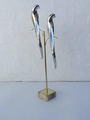Polished Aluminum Birds on Brass Stand with Marble Base by Curtis Jere'