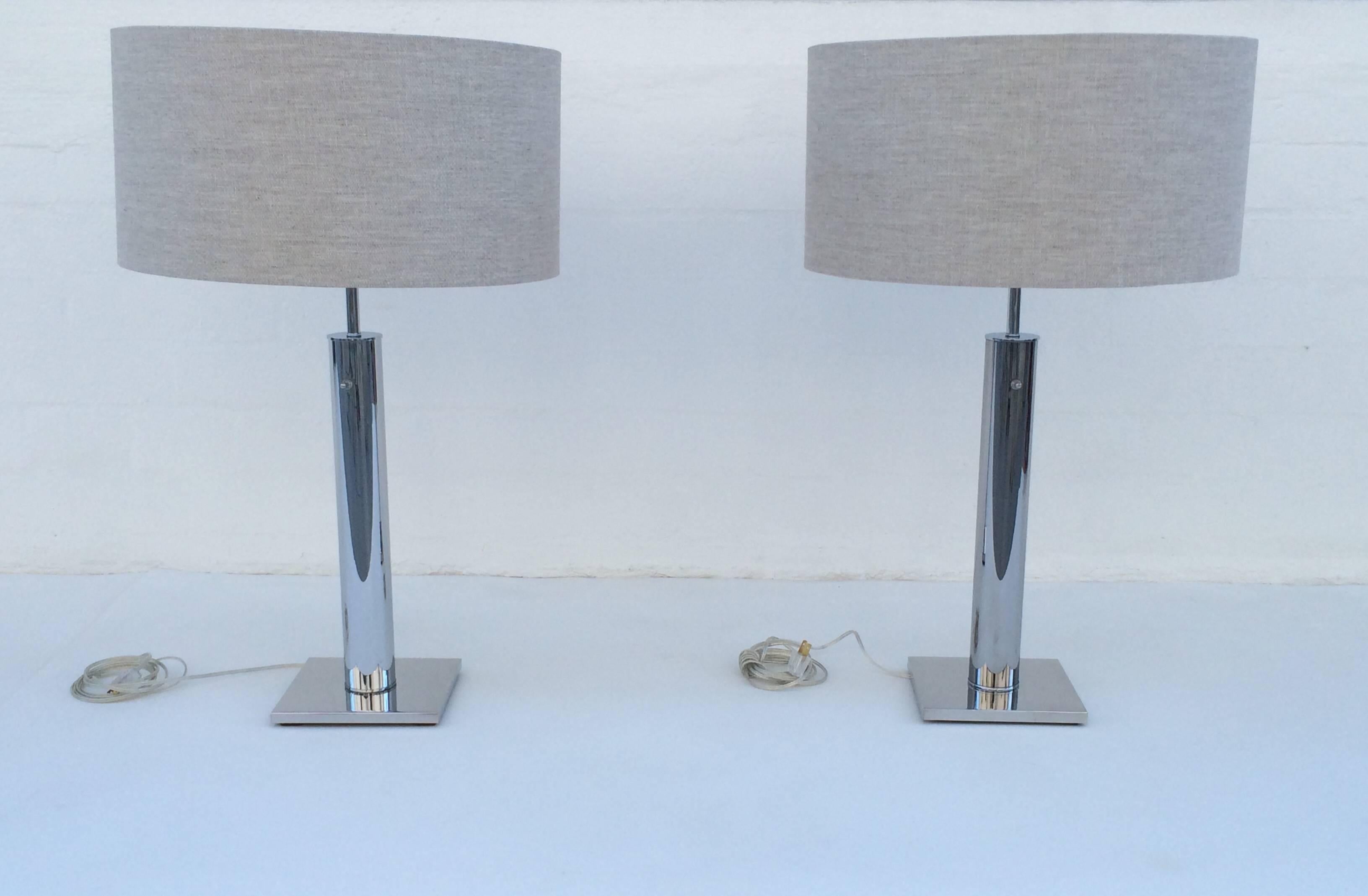 Pair of Polished Chrome Table Lamps by Nessen 2