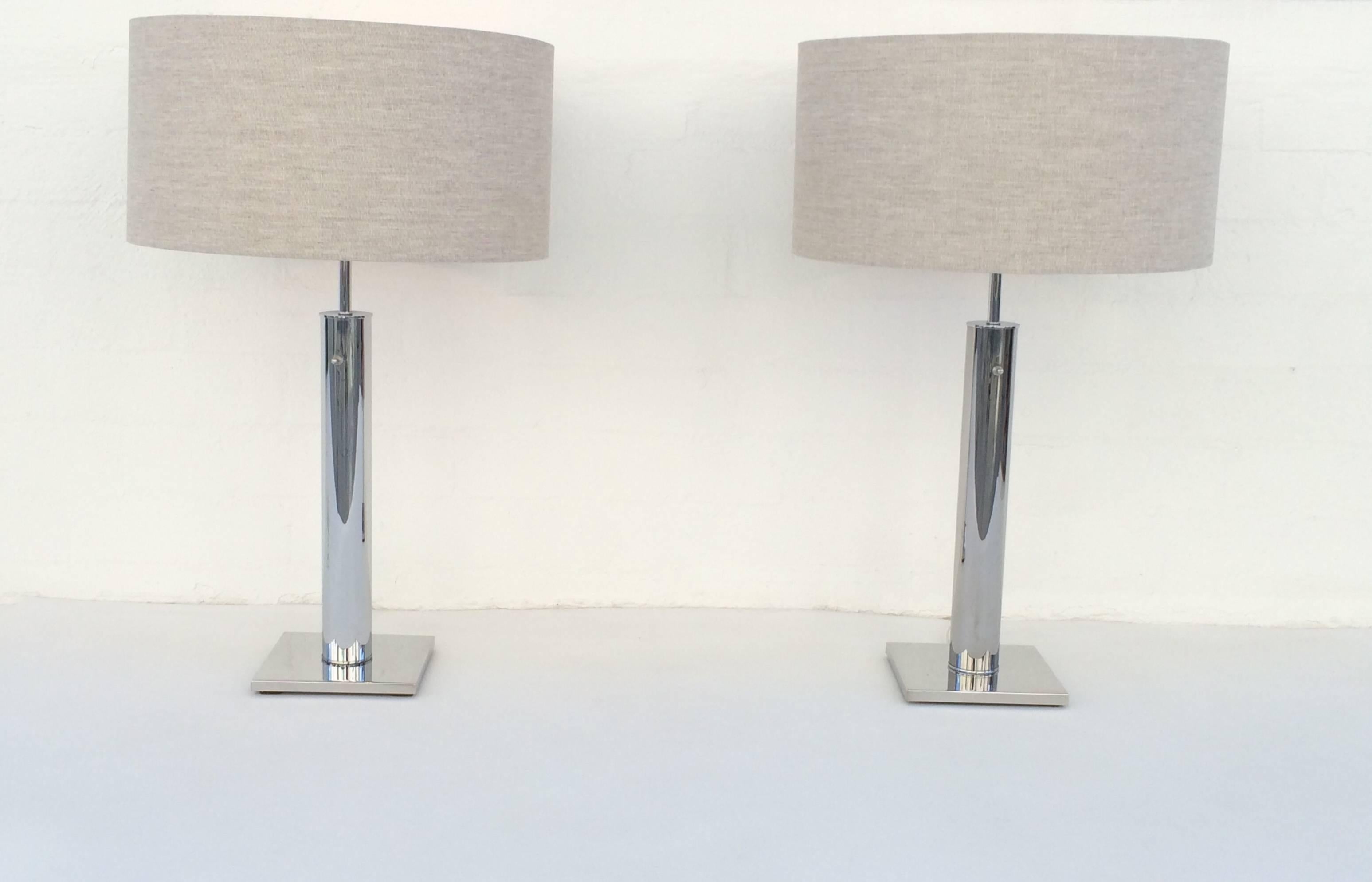 Pair of Polished Chrome Table Lamps by Nessen 1
