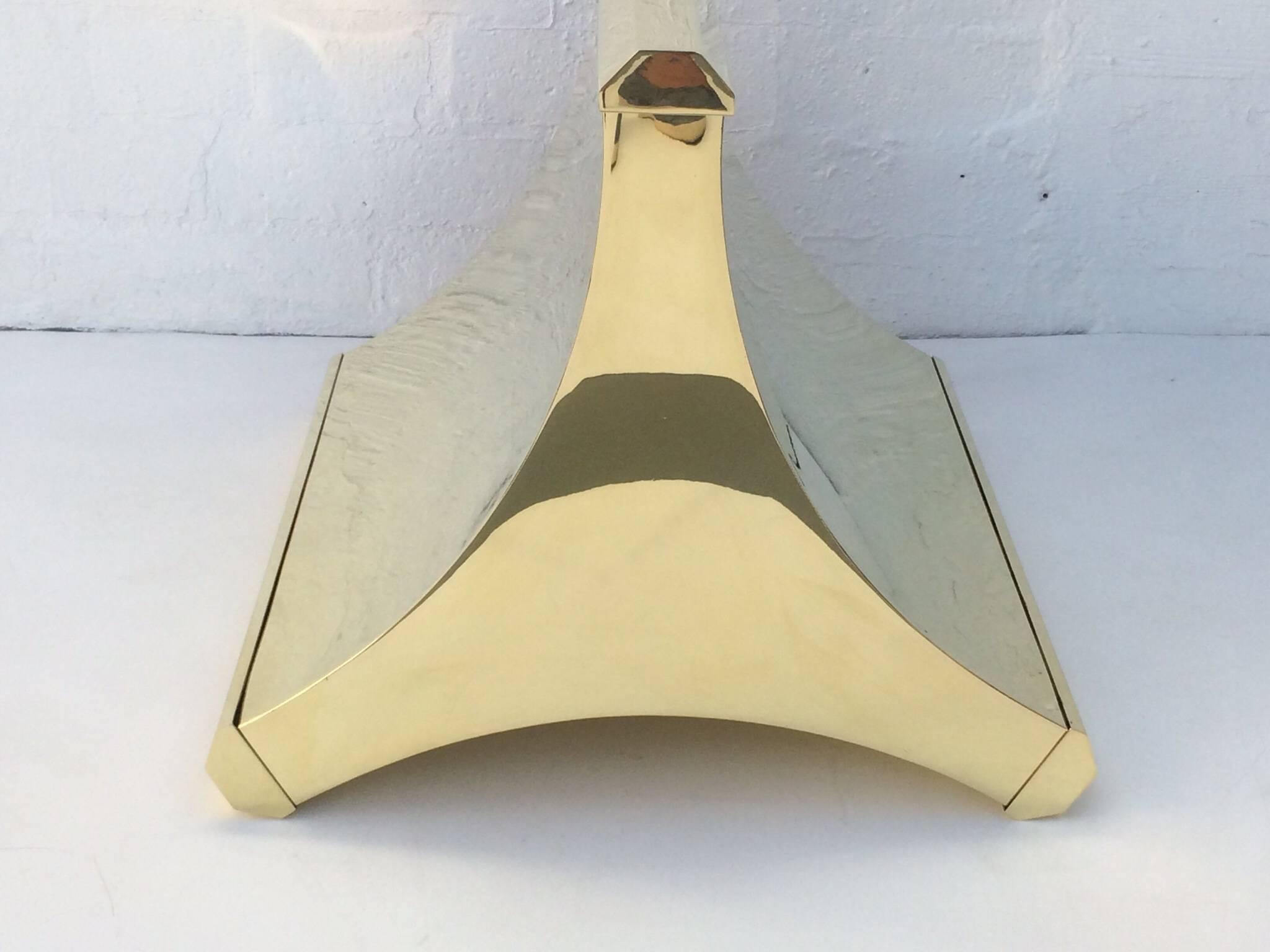 Mid-Century Modern Polished Brass Trifoil Table Base by Mastercraft