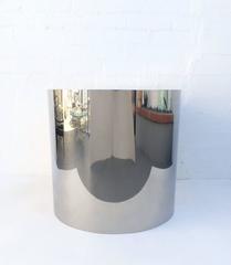 Large Seamless Polished Stainless Steel Drum Table Base by Pace Collection