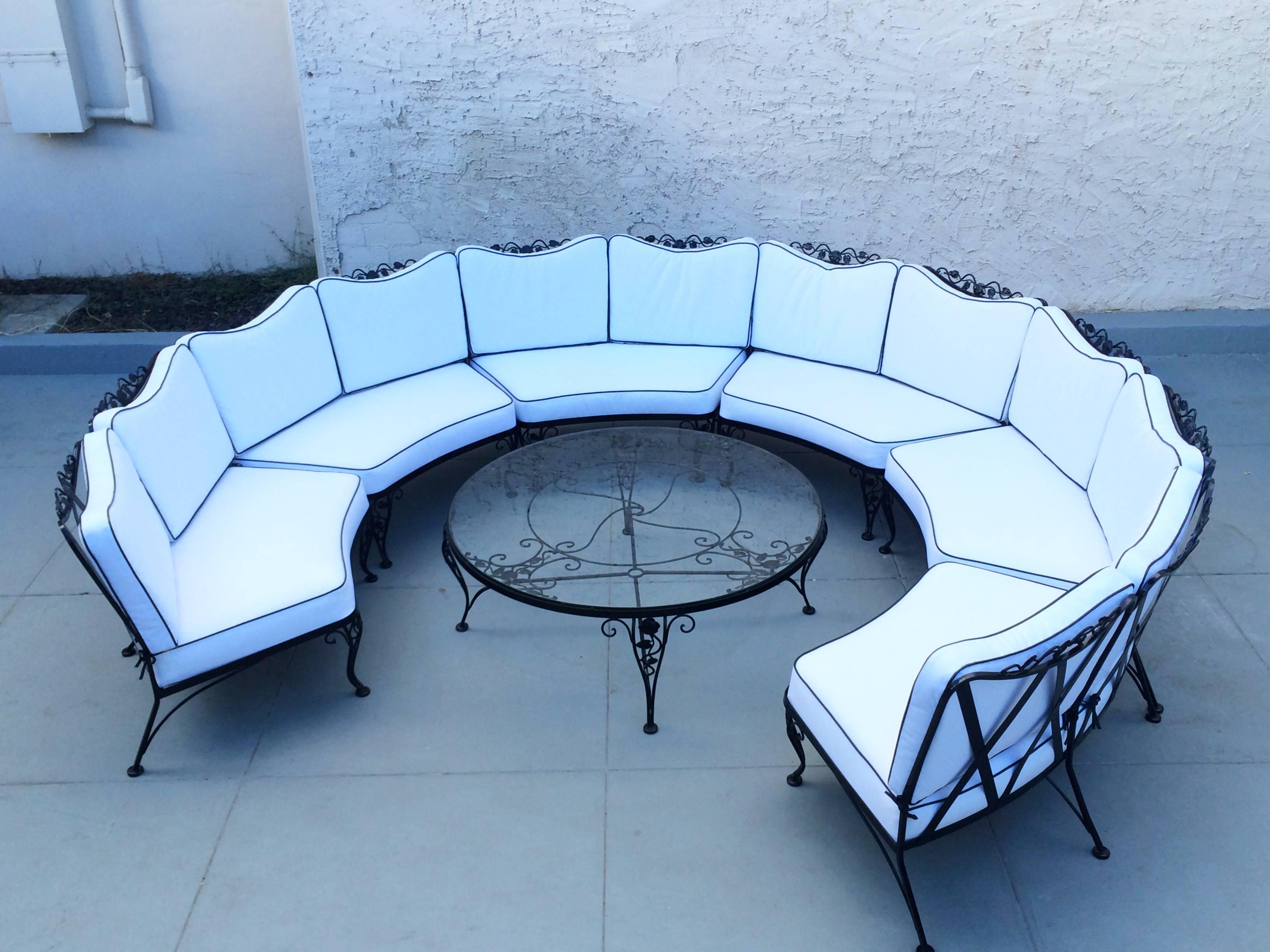 Rare 1950s Outdoor Wrought Iron Sectional by Russell Woodard 2