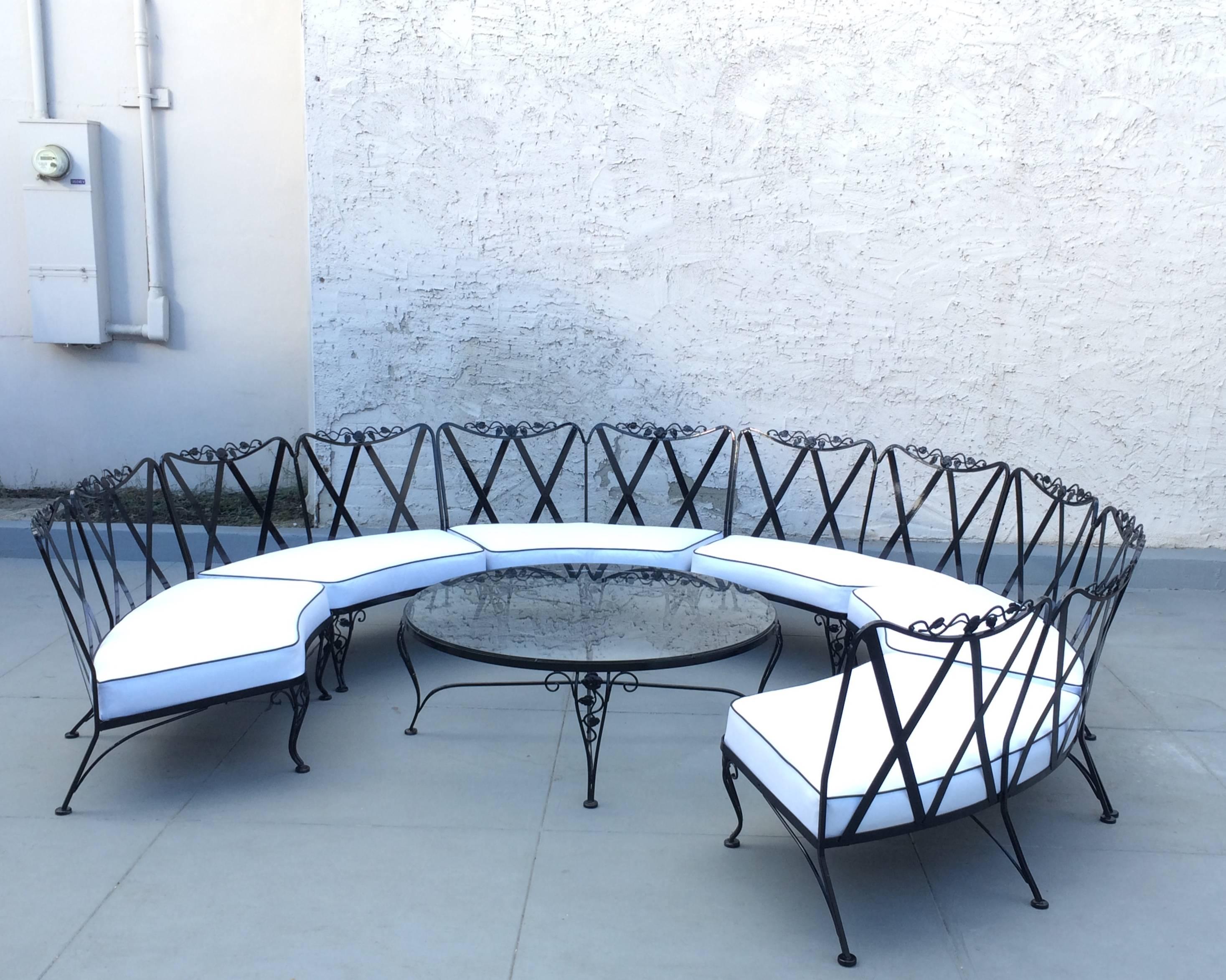 American Rare 1950s Outdoor Wrought Iron Sectional by Russell Woodard