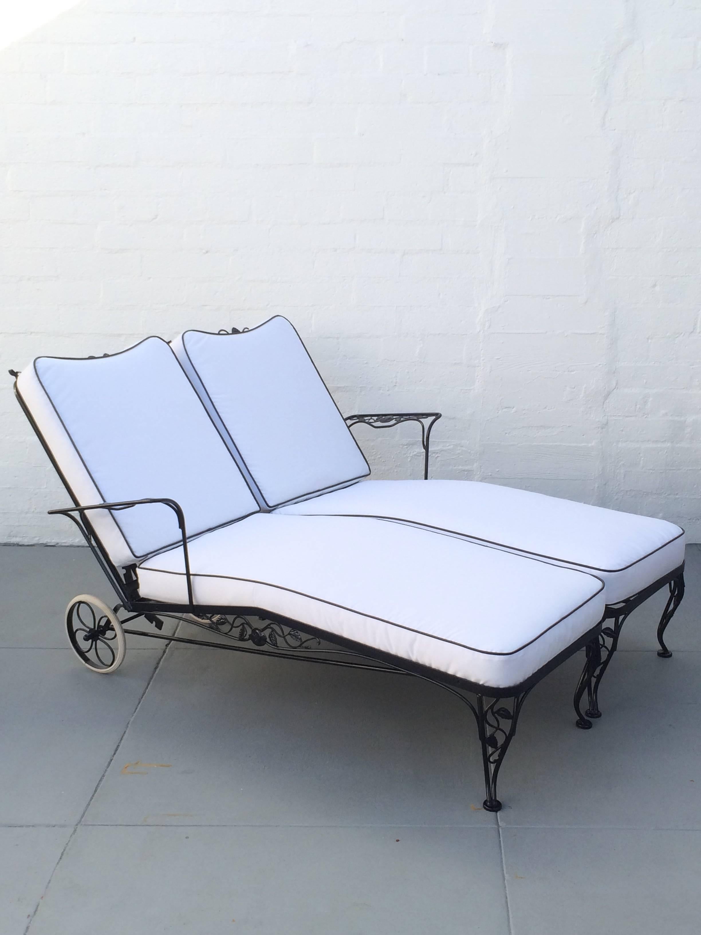 Wrought Iron Lounge Chaise for Two Designed by Russell Woodard 2