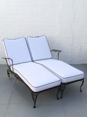 Wrought Iron Lounge Chaise for Two Designed by Russell Woodard