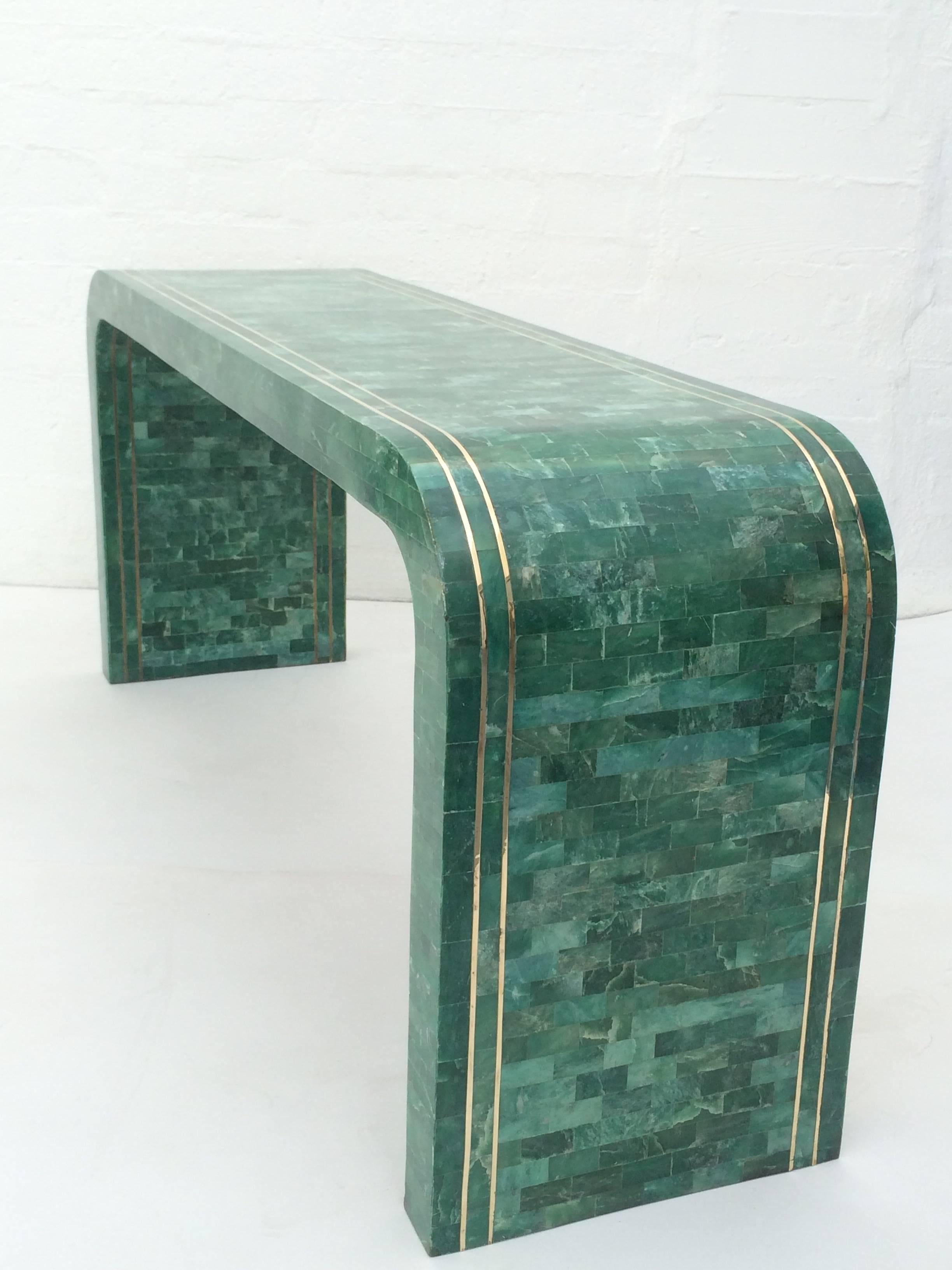 green marble console table