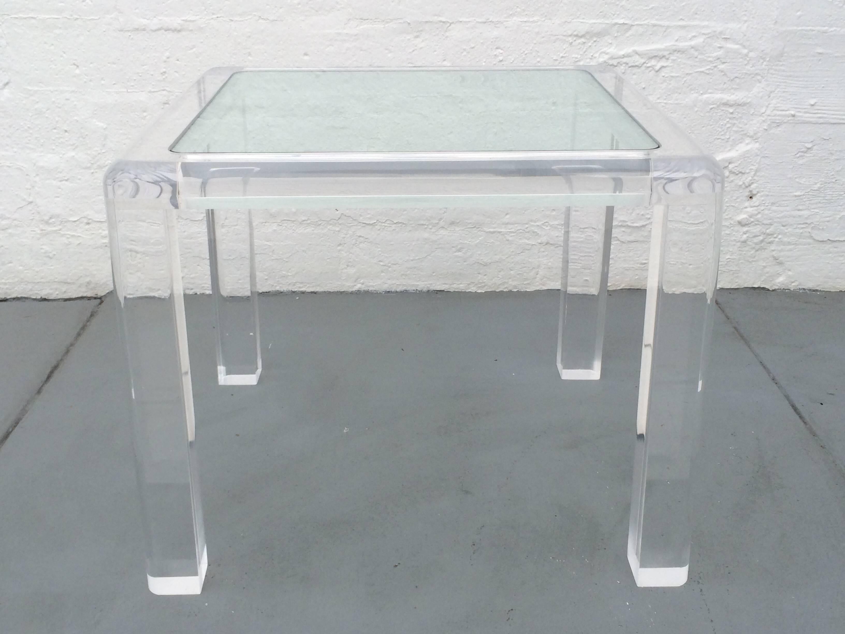 Polished Acrylic and Glass Occasional Table by Les Prismatiques For Sale