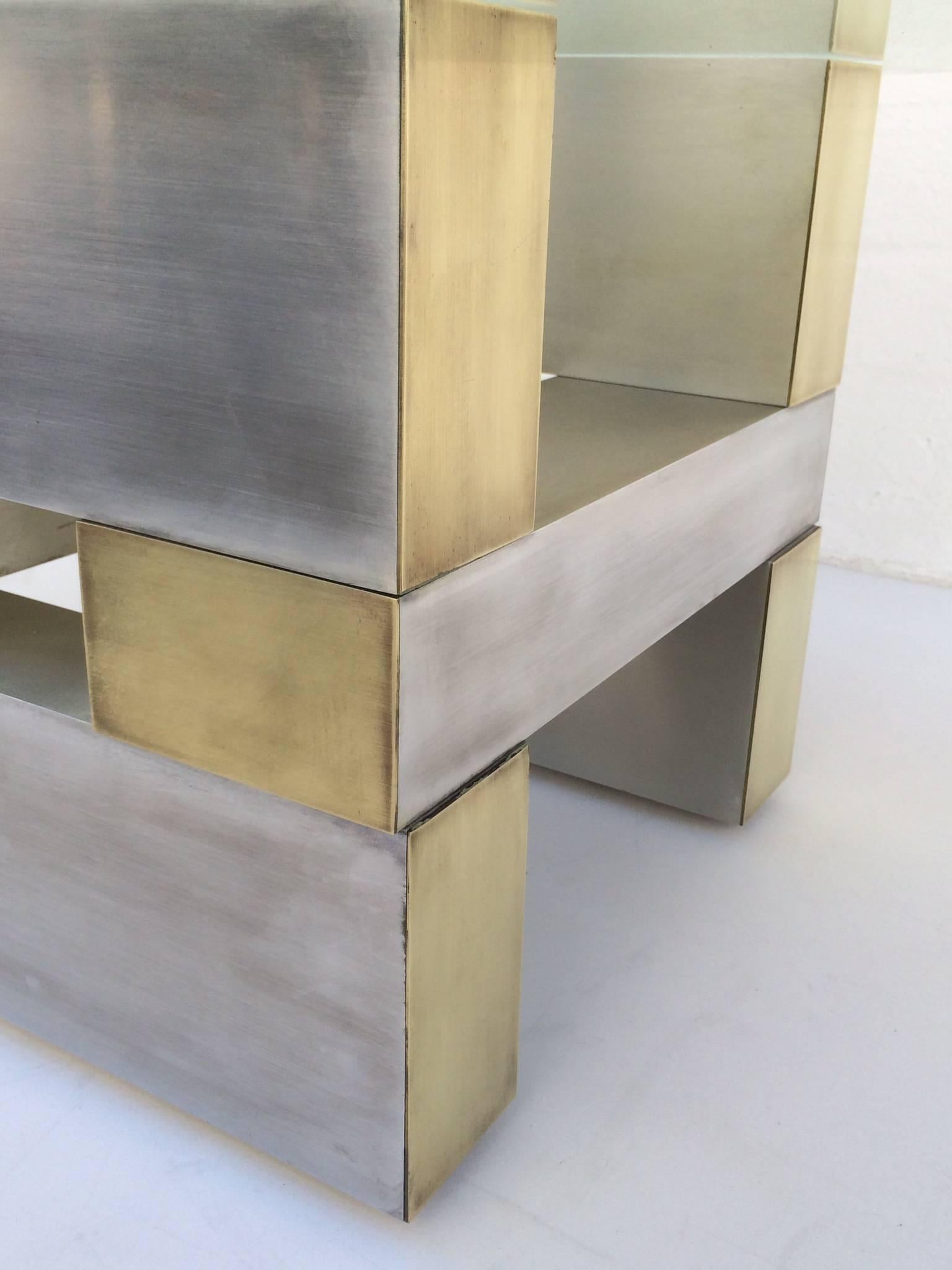 Aluminum and Brass Cocktail Table Base by Paul Mayen for Habitat In Excellent Condition For Sale In Palm Springs, CA