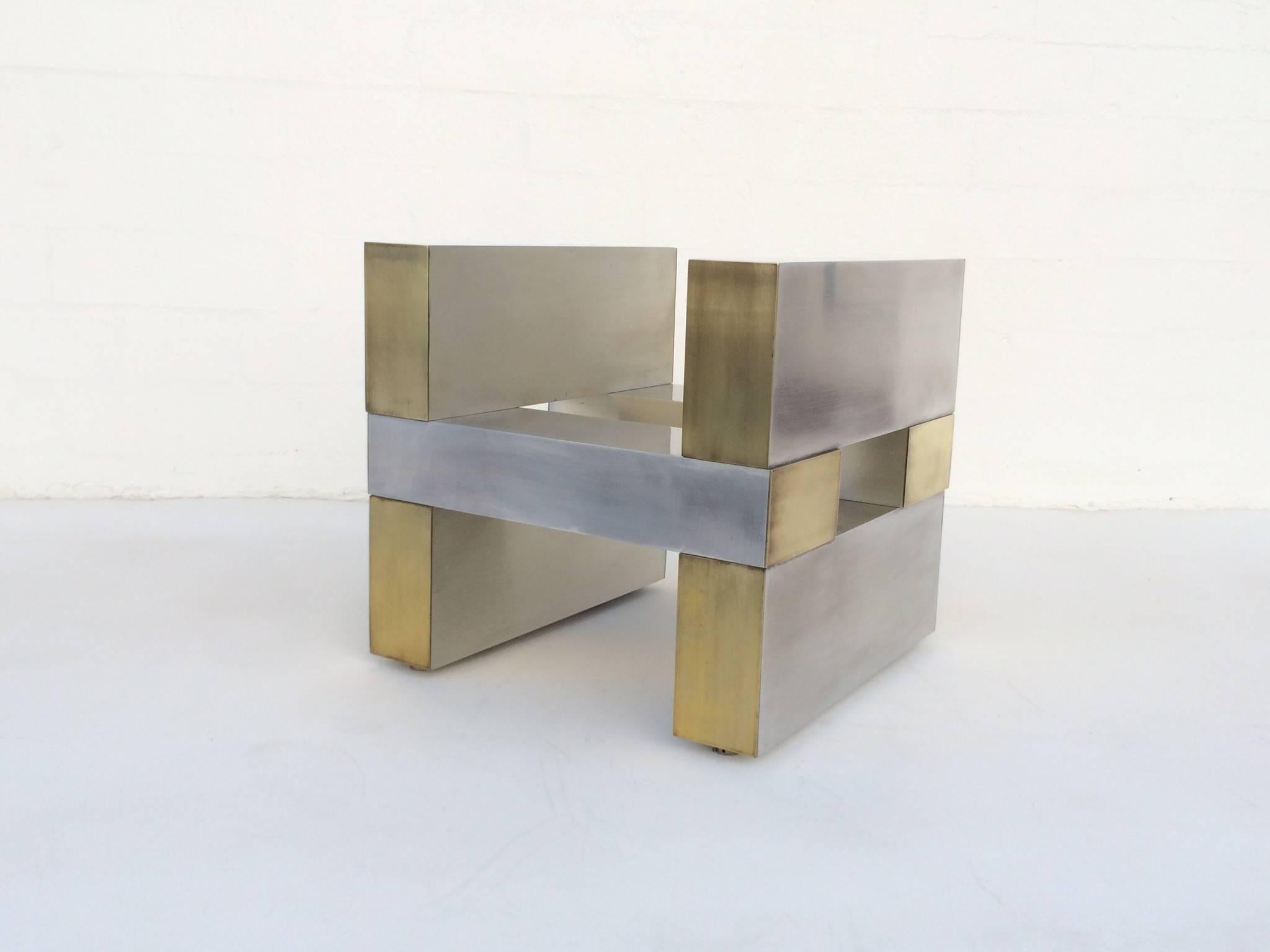 Mid-Century Modern Aluminum and Brass Cocktail Table Base by Paul Mayen for Habitat For Sale