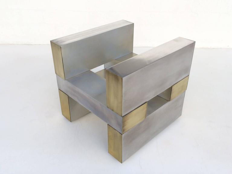 Aluminum and Brass Cocktail Table Base by Paul Mayen for Habitat For