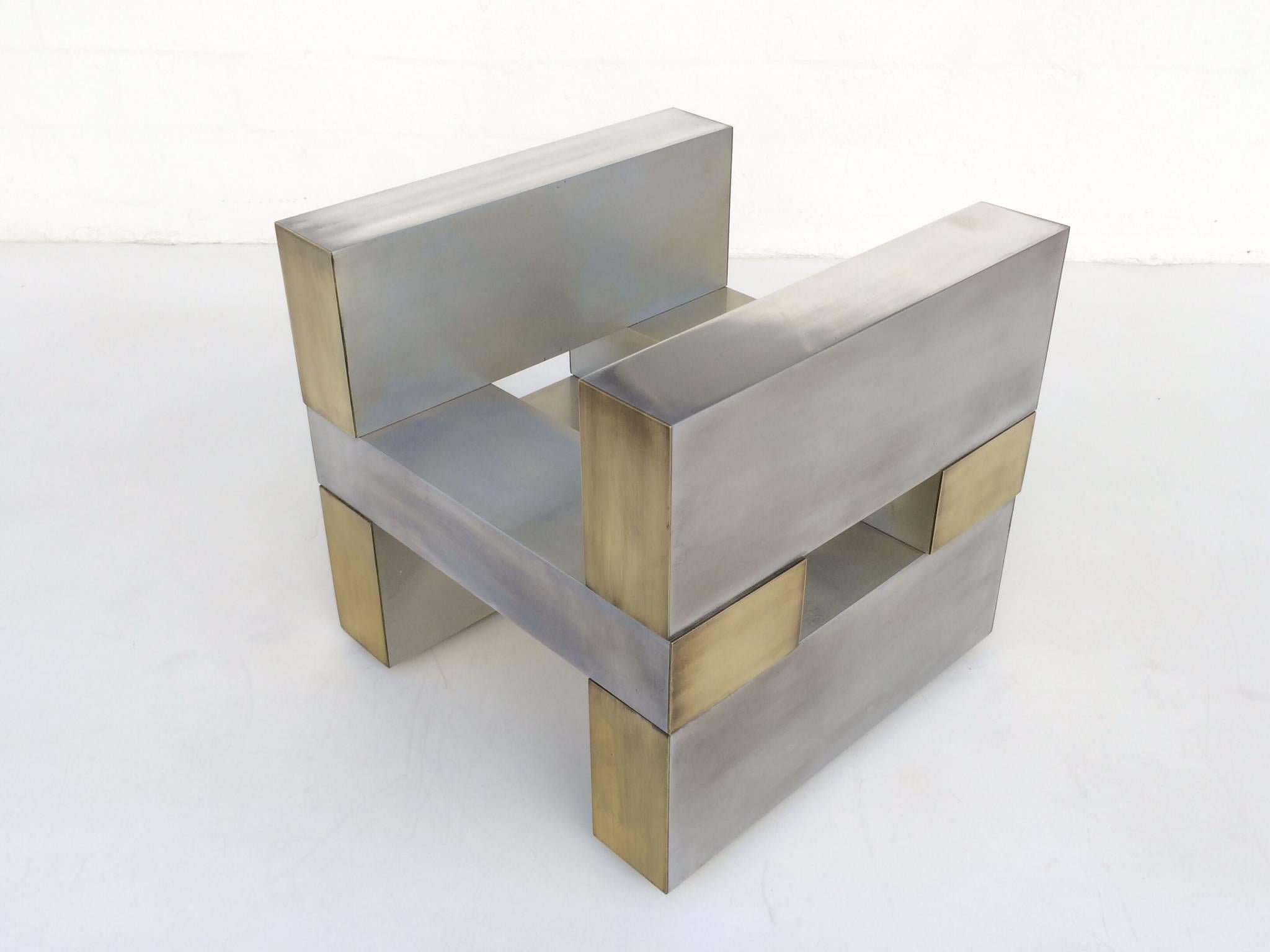 Aluminum and Brass Cocktail Table Base by Paul Mayen for Habitat For Sale 1