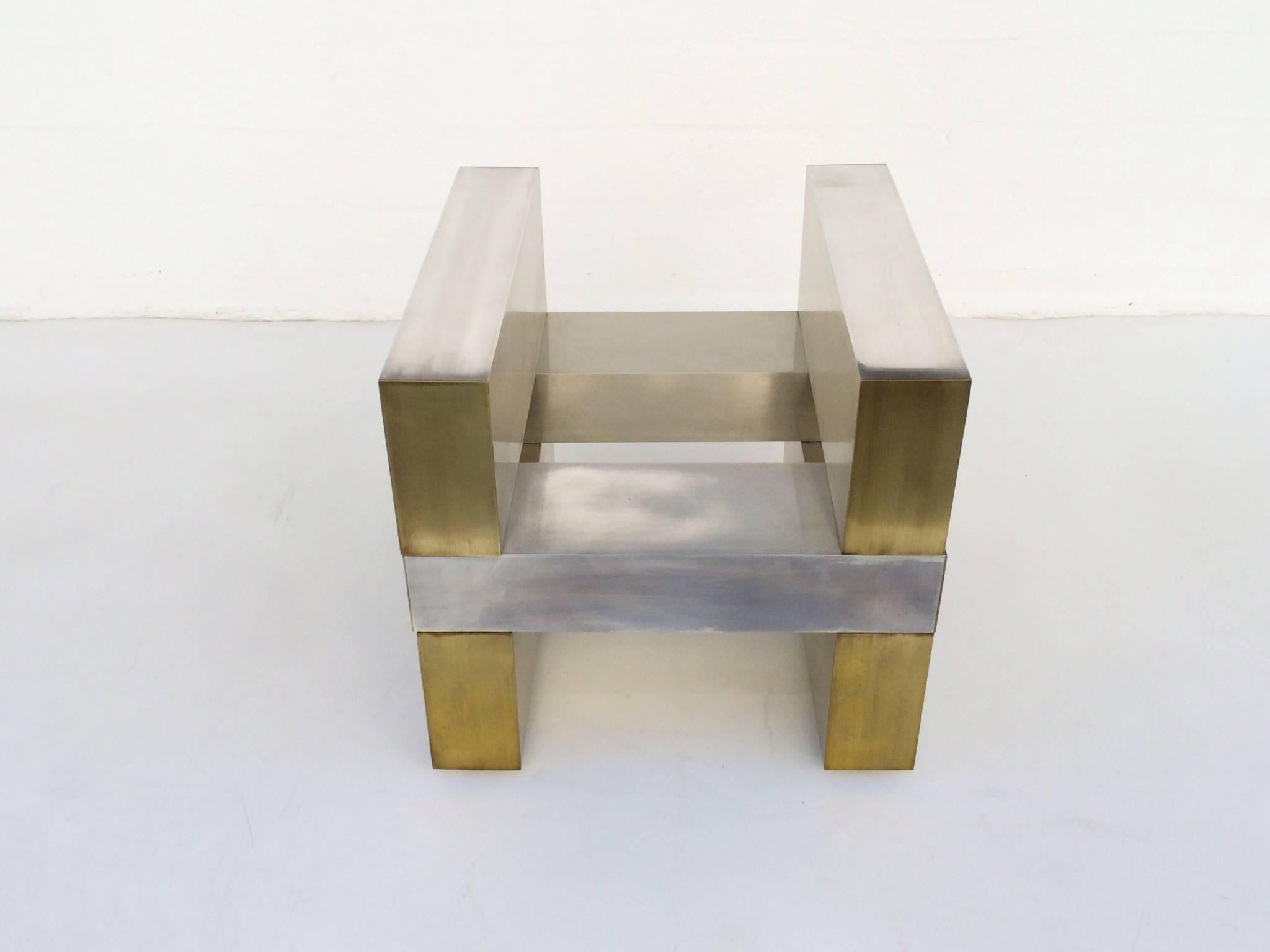 Late 20th Century Aluminum and Brass Cocktail Table Base by Paul Mayen for Habitat For Sale