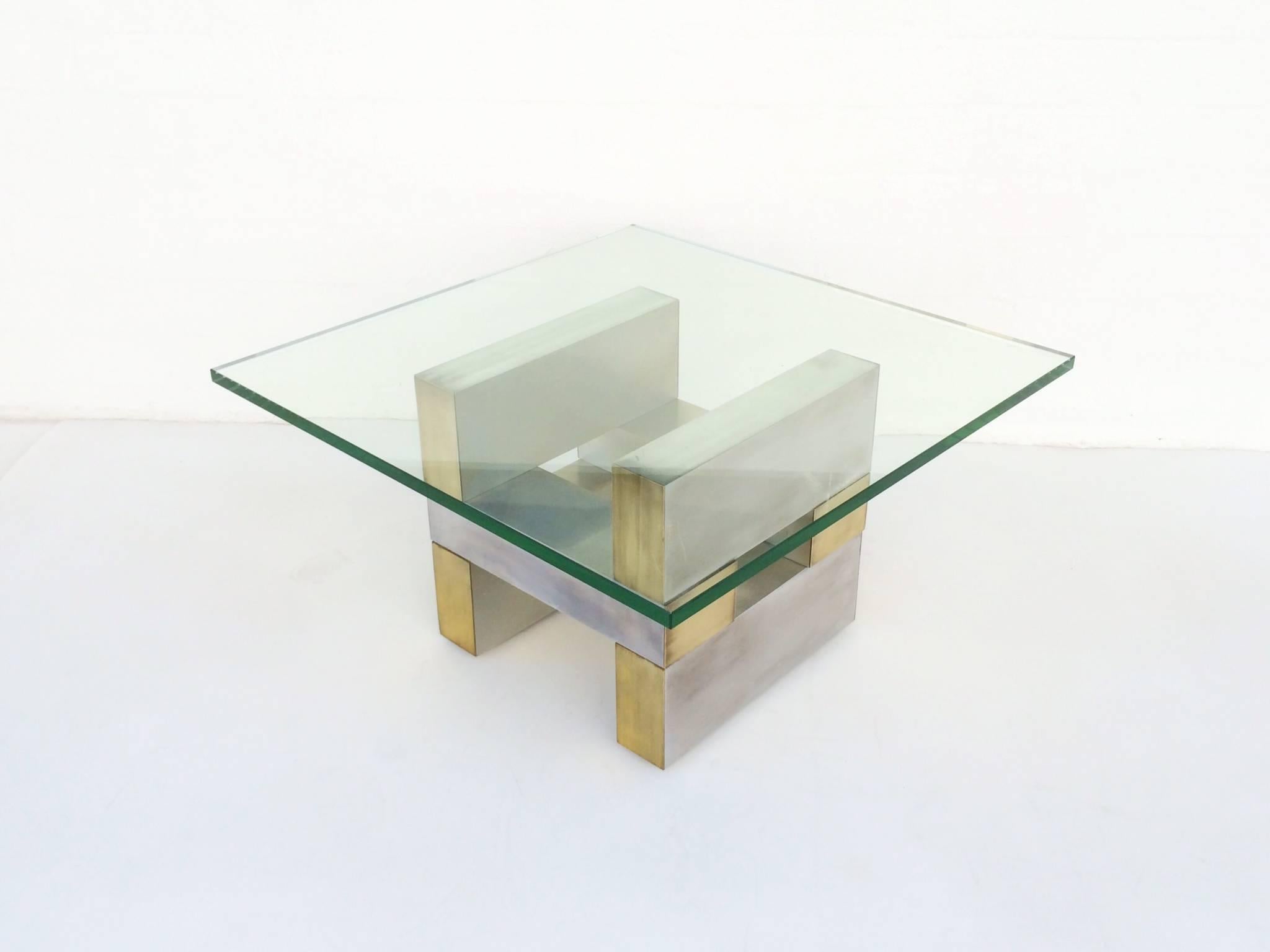 Aluminum and Brass Cocktail Table Base by Paul Mayen for Habitat For Sale 2