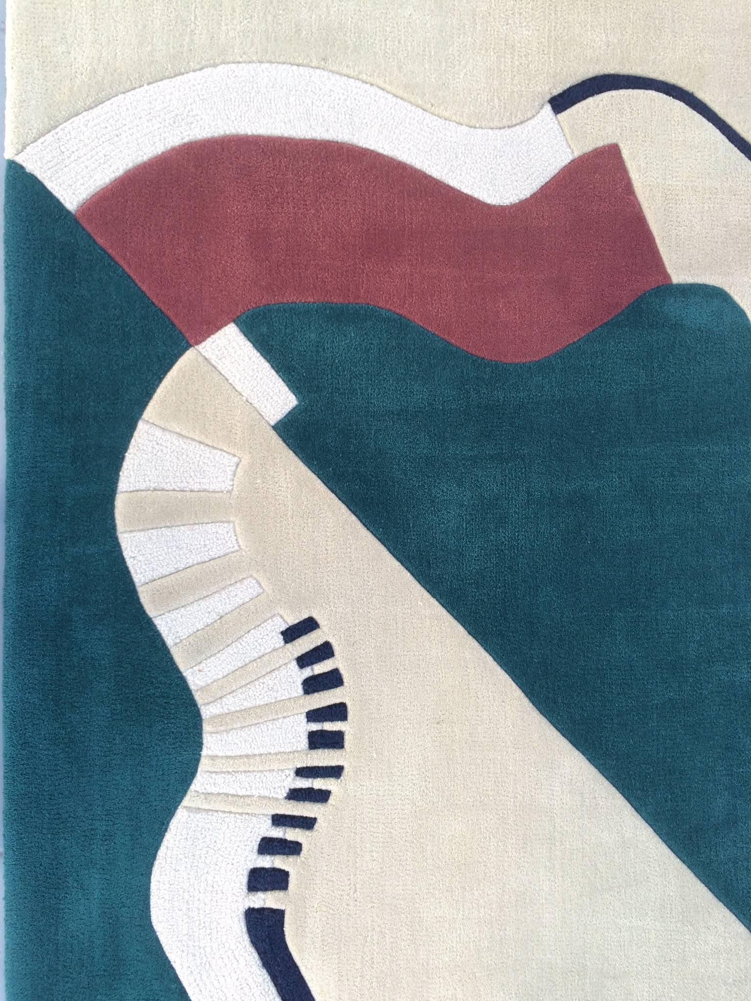 Late 20th Century Virgin Wool Abstract Rug by Edward Fields