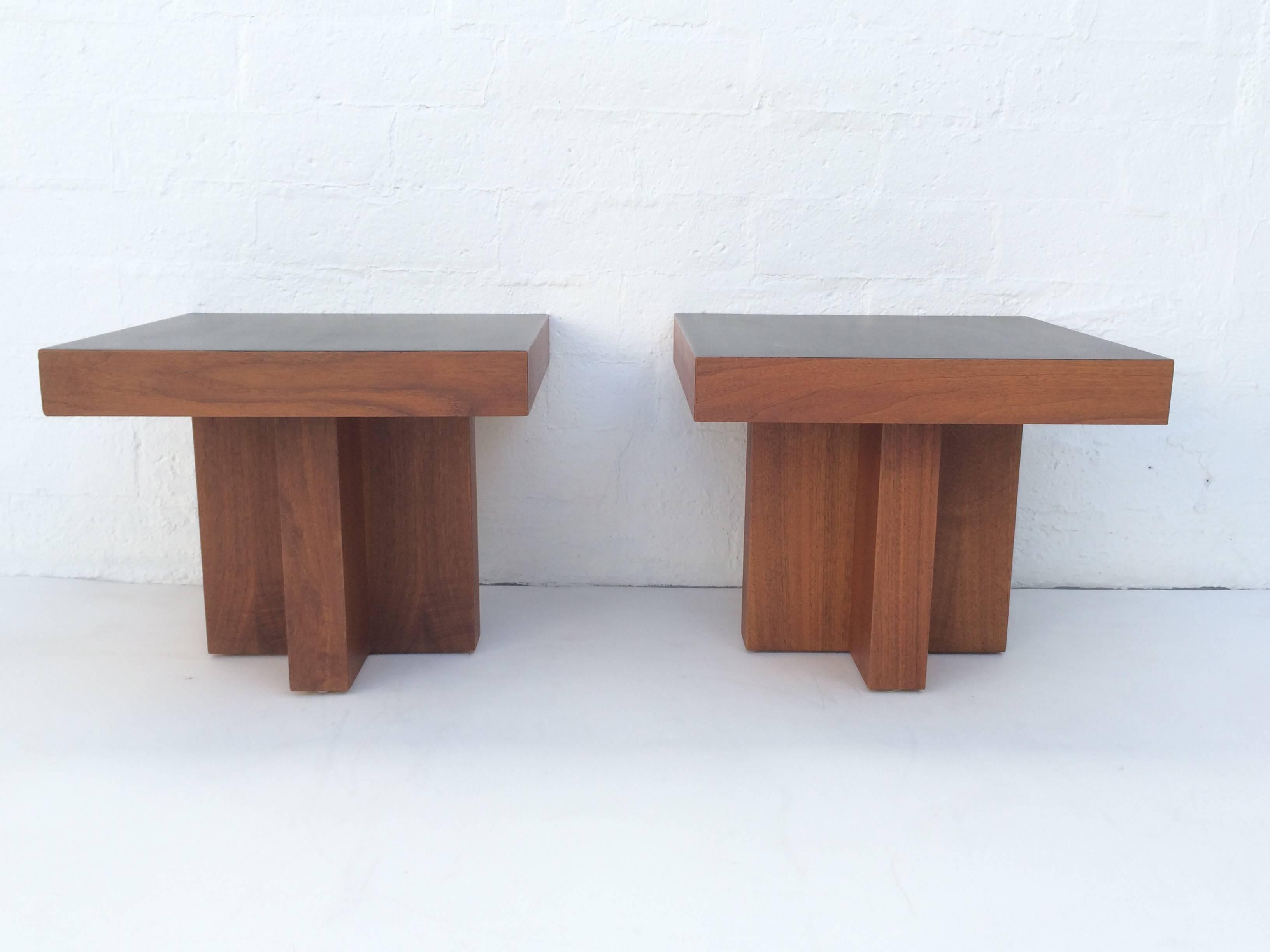 American Pair of Walnut Side Tables by Adrian Pearsall