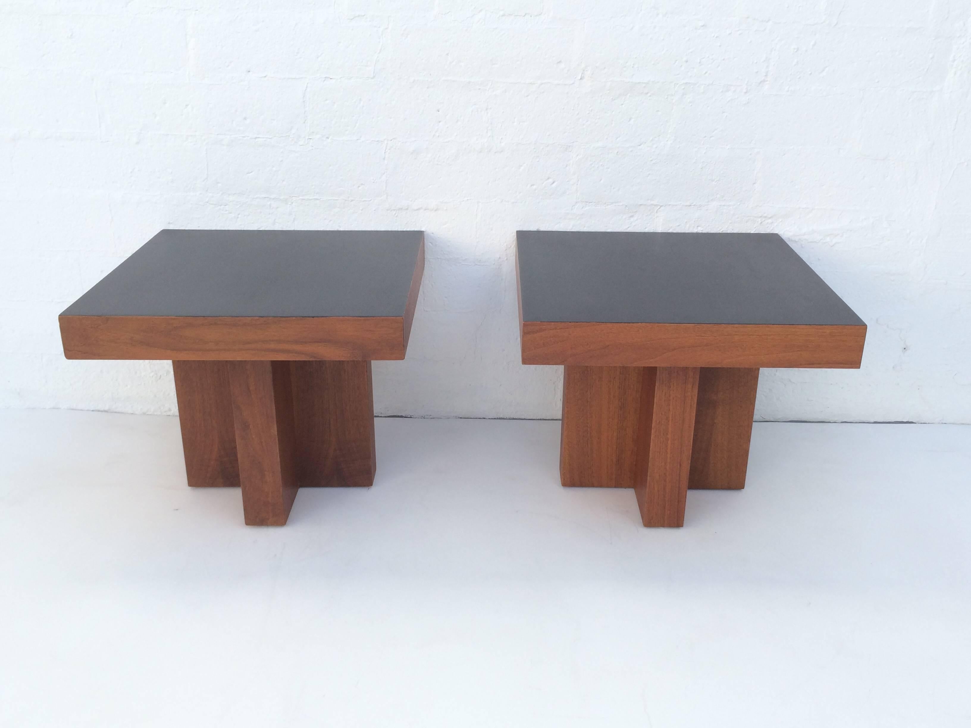 Veneer Pair of Walnut Side Tables by Adrian Pearsall