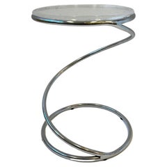 Tavolino in cromo e lucite di Leon Rosen per Pace