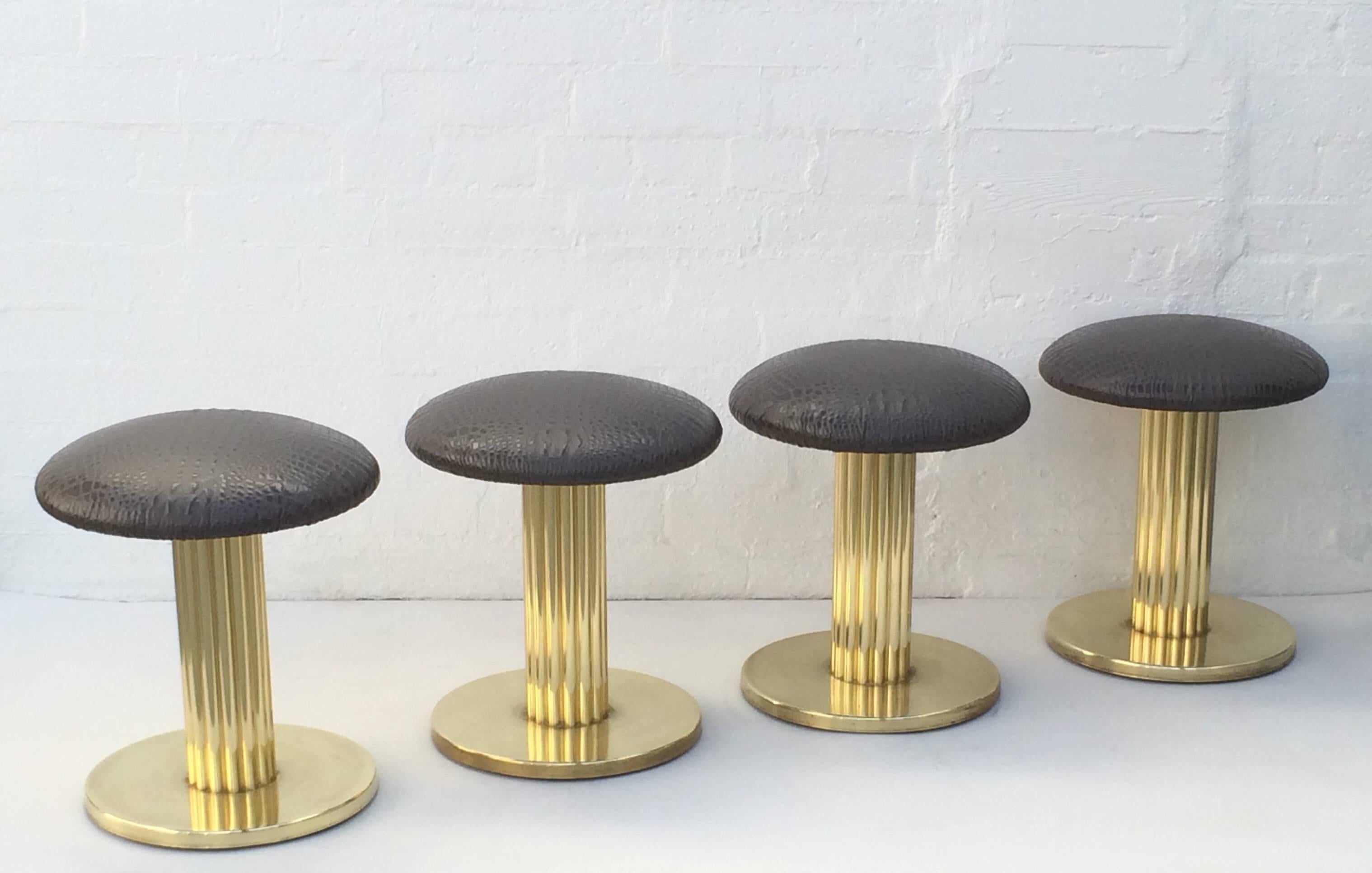 Brass and Leather Swivel Stools by Design for Leisure Ltd 3