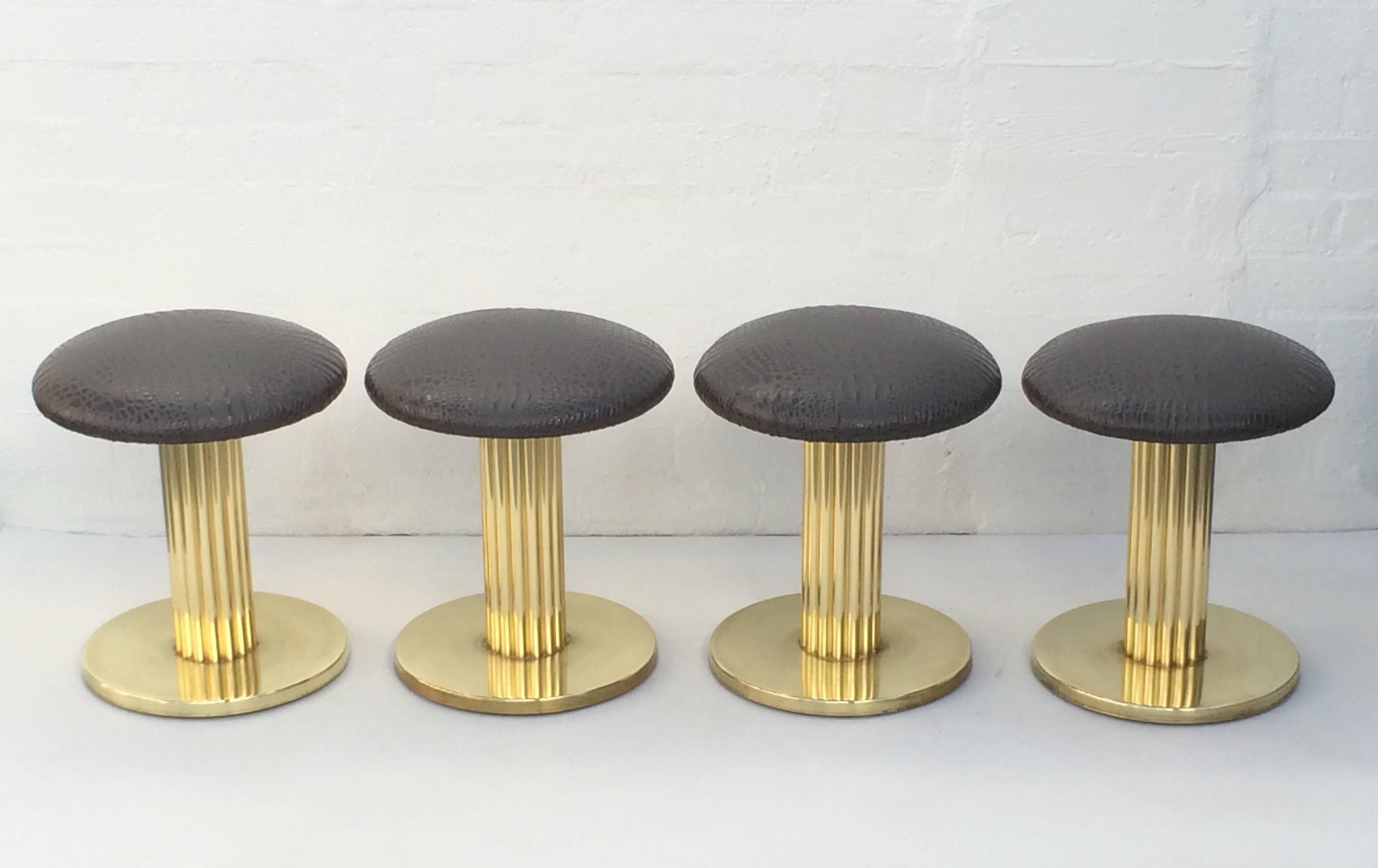 American Brass and Leather Swivel Stools by Design for Leisure Ltd