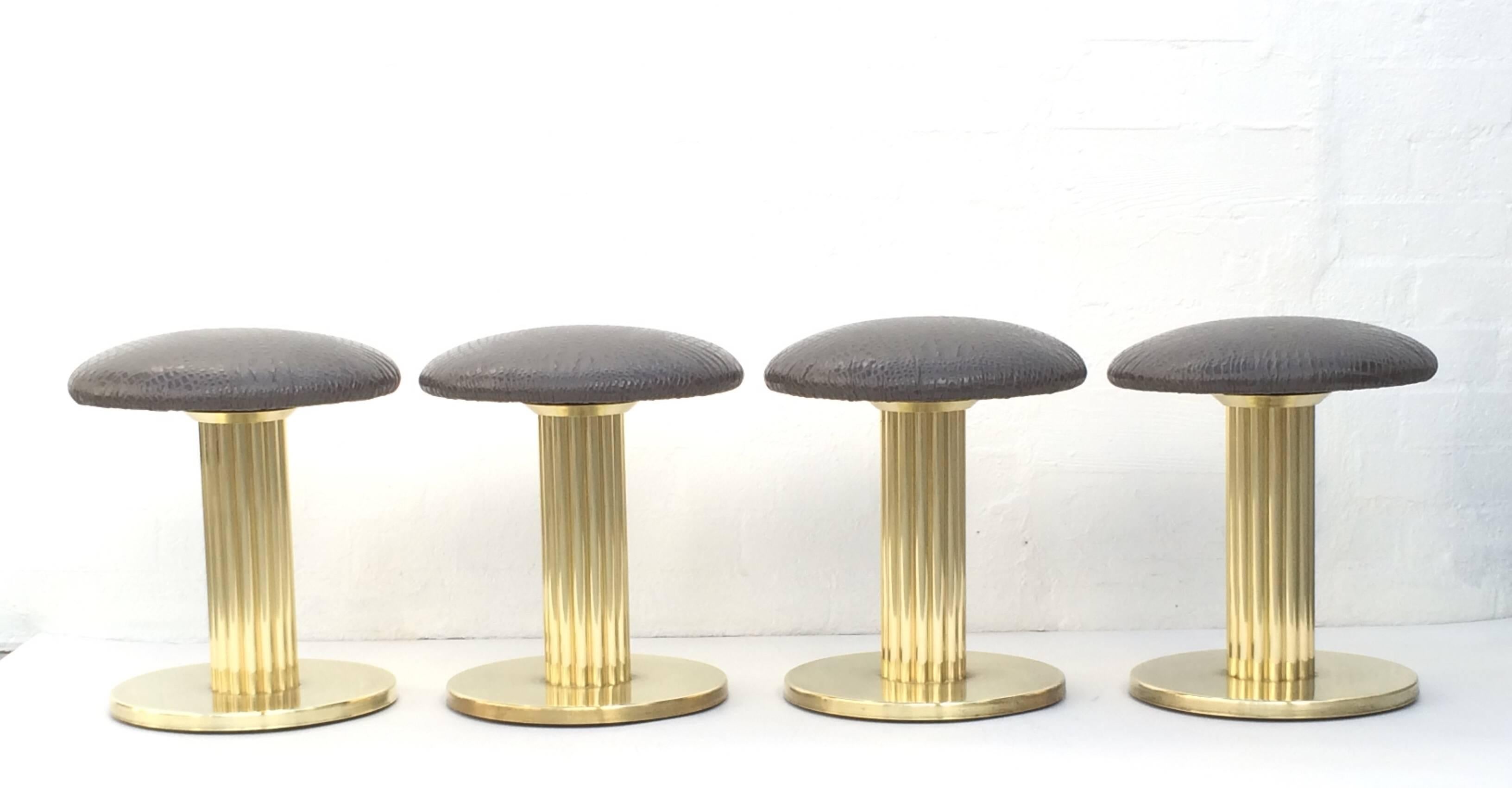 Modern Brass and Leather Swivel Stools by Design for Leisure Ltd