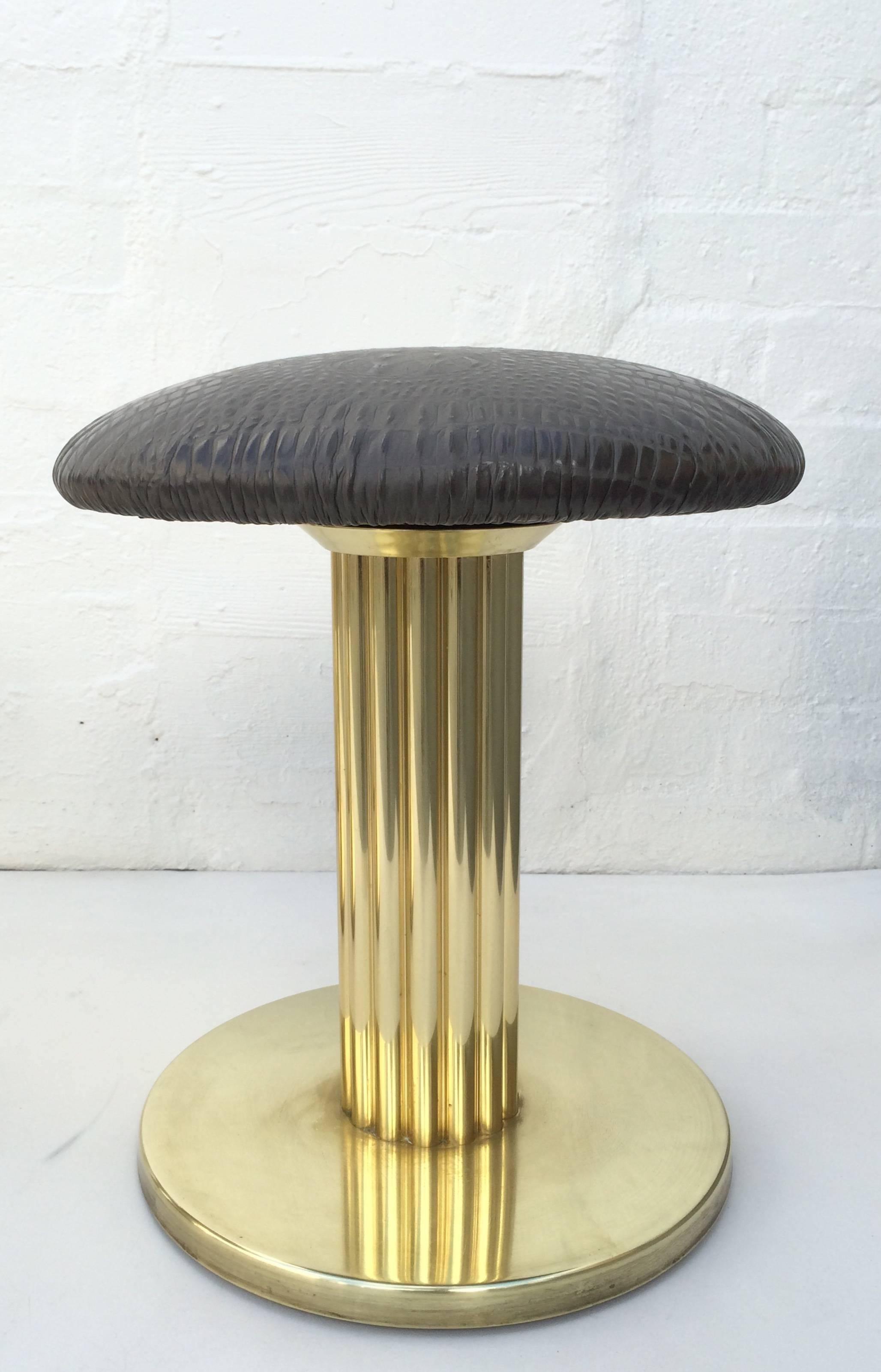 Embossed Brass and Leather Swivel Stools by Design for Leisure Ltd