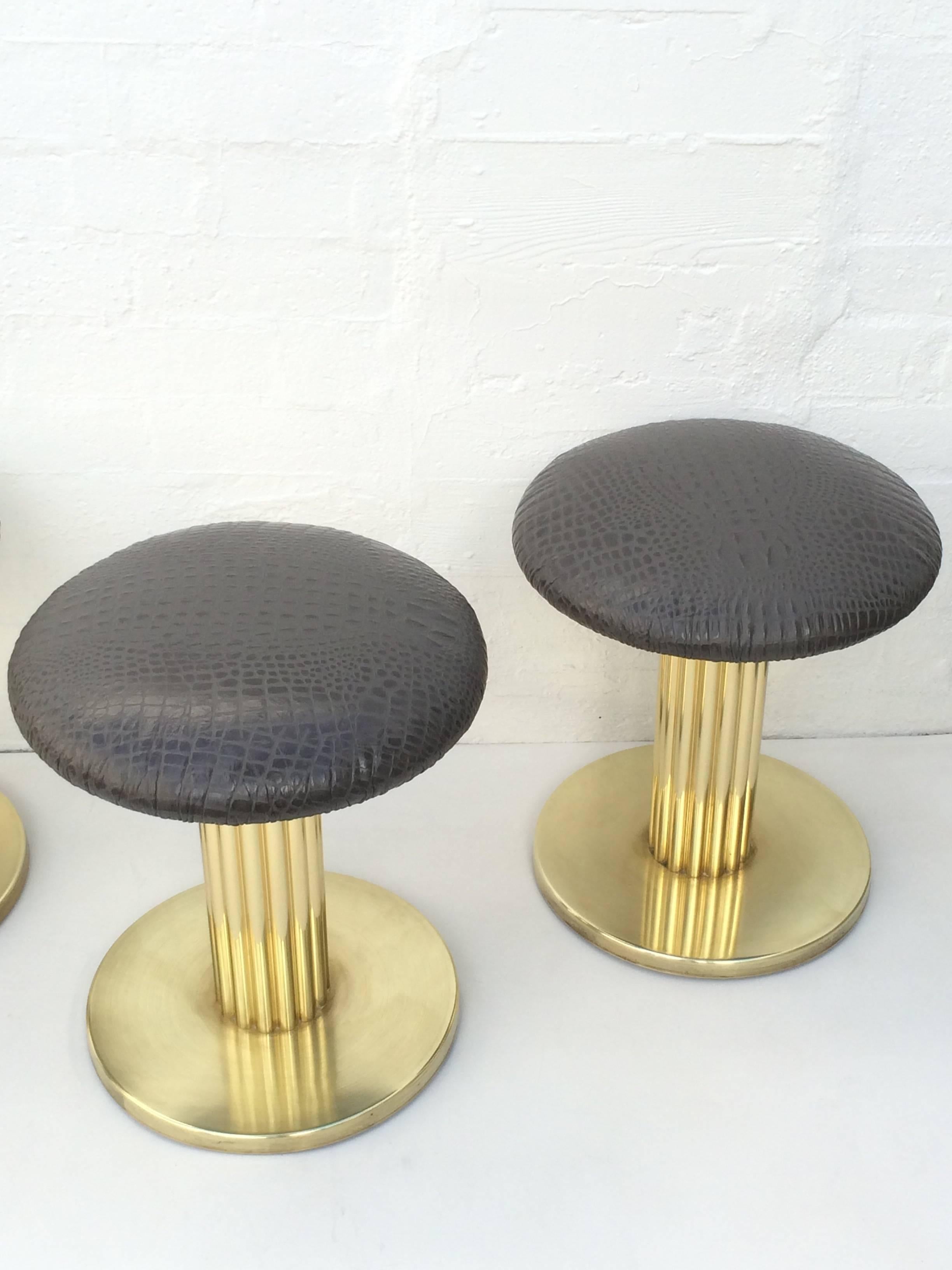 Brass and Leather Swivel Stools by Design for Leisure Ltd 2
