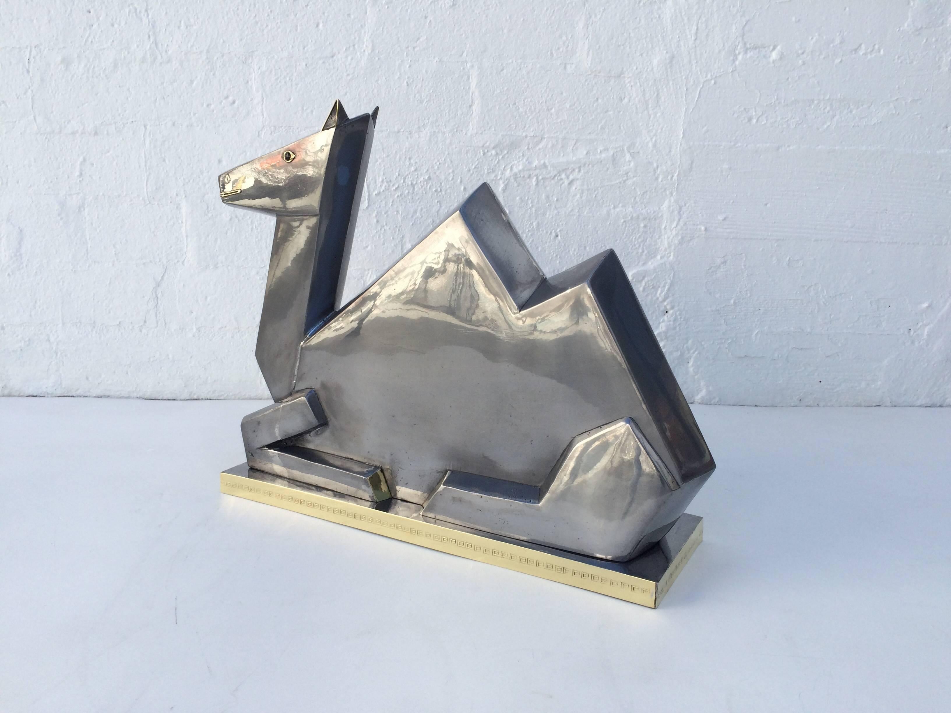 Mid-Century Modern Pewter and Brass Camel from the Sahara Hotel, circa 1950s