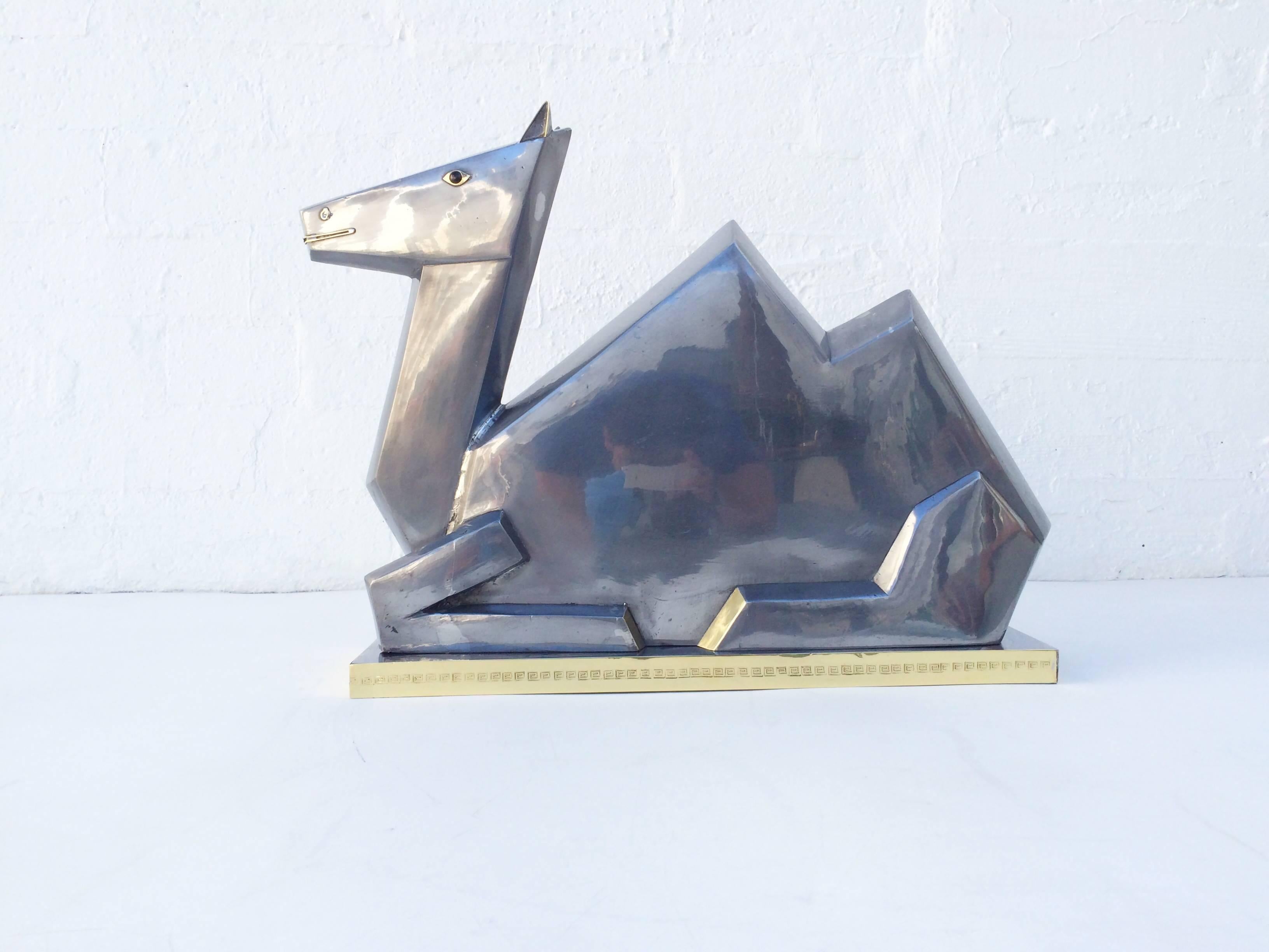 Pewter and Brass Camel from the Sahara Hotel, circa 1950s 3