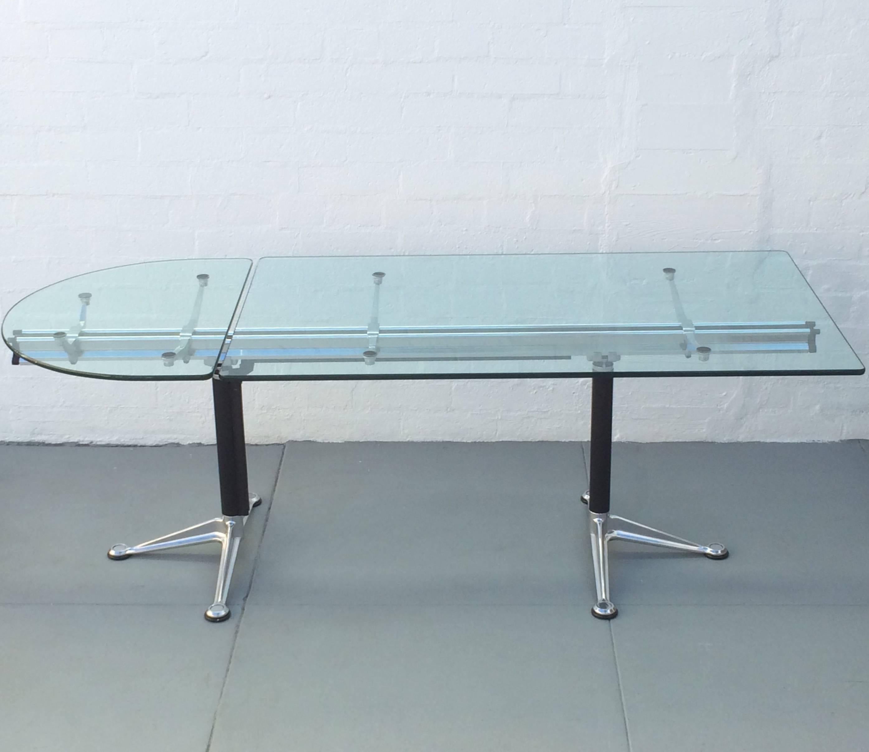 Modern Glass and Aluminum Table Designed by Bruce Burdick for Herman Miller