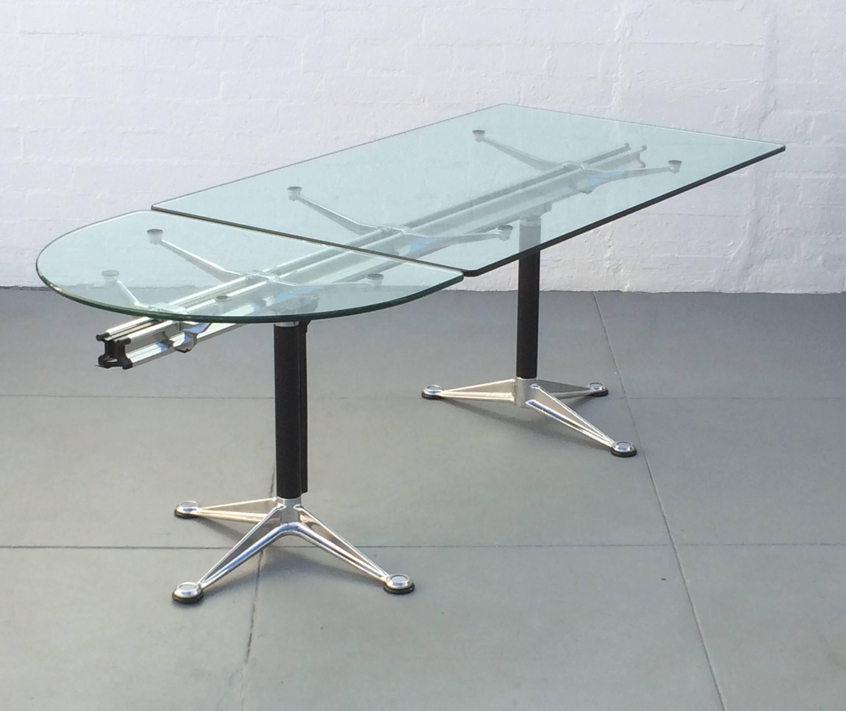 Late 20th Century Glass and Aluminum Table Designed by Bruce Burdick for Herman Miller
