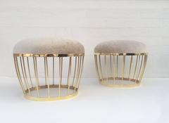 Polished Brass Ottomans by Russell Woodard