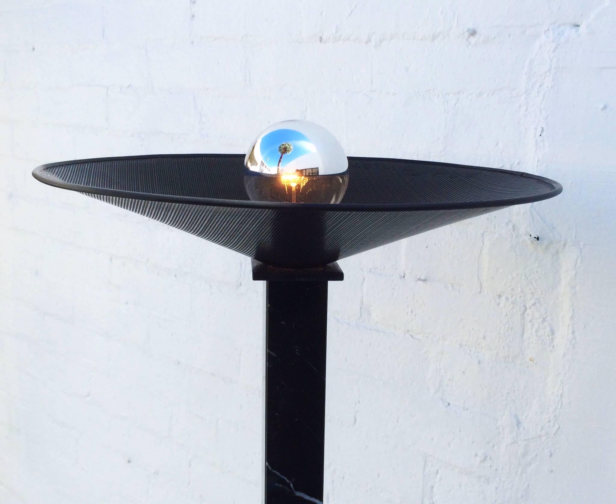 Post-Modern Postmodern Italian Black Marble Torchiere Floor Lamp