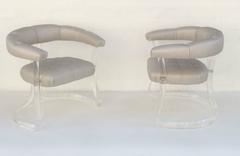Pair Sculpted Acrylic Armchairs