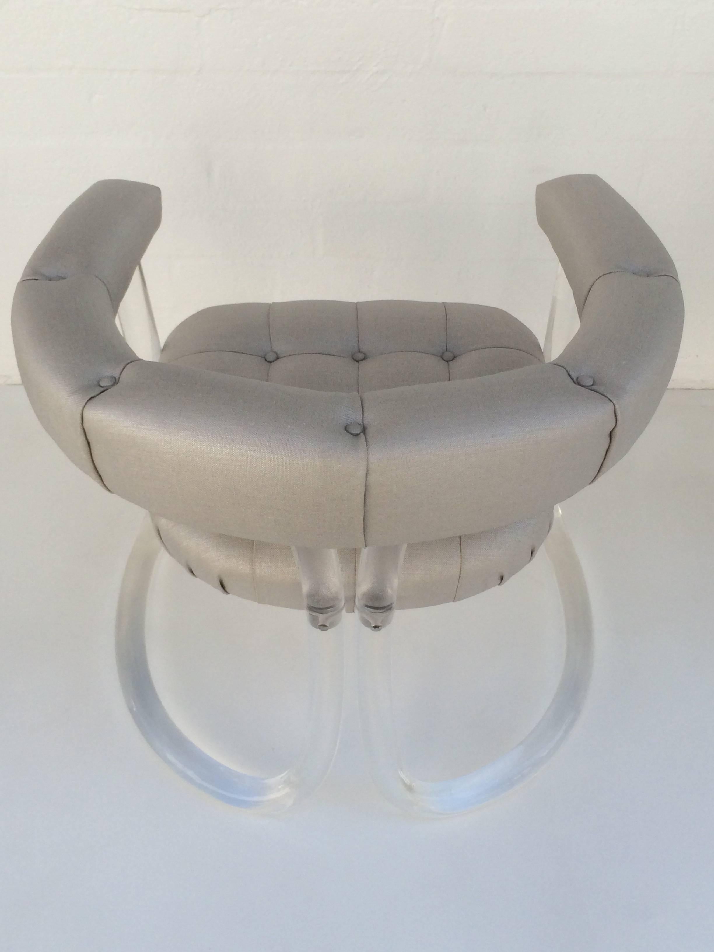 Polished Pair Sculpted Acrylic Armchairs For Sale