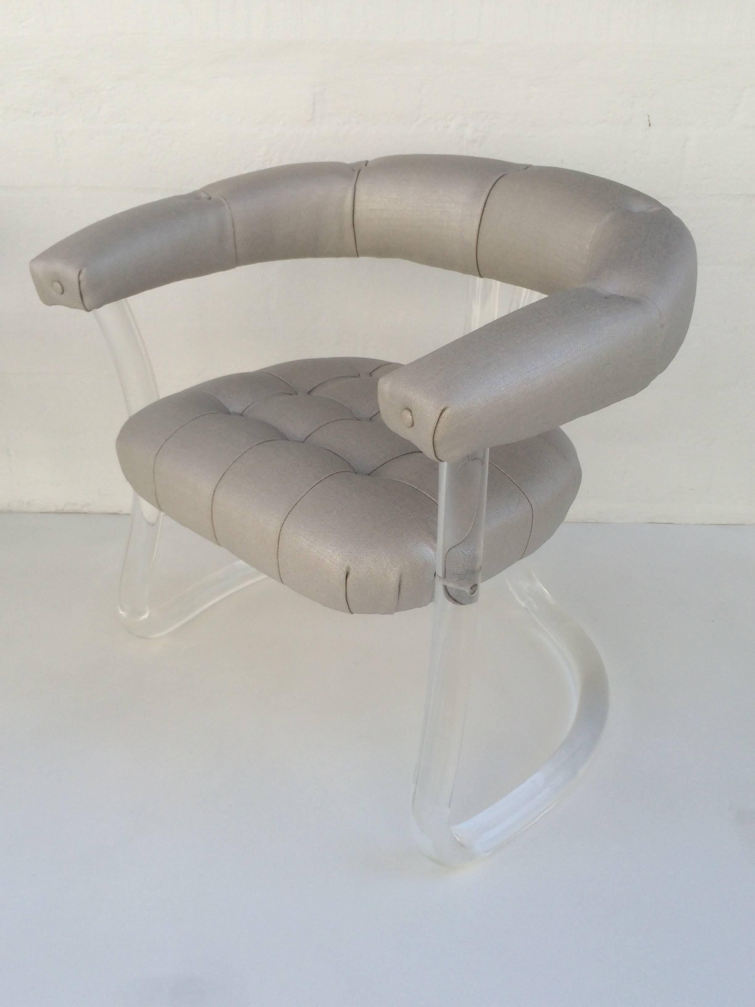 Late 20th Century Pair Sculpted Acrylic Armchairs For Sale