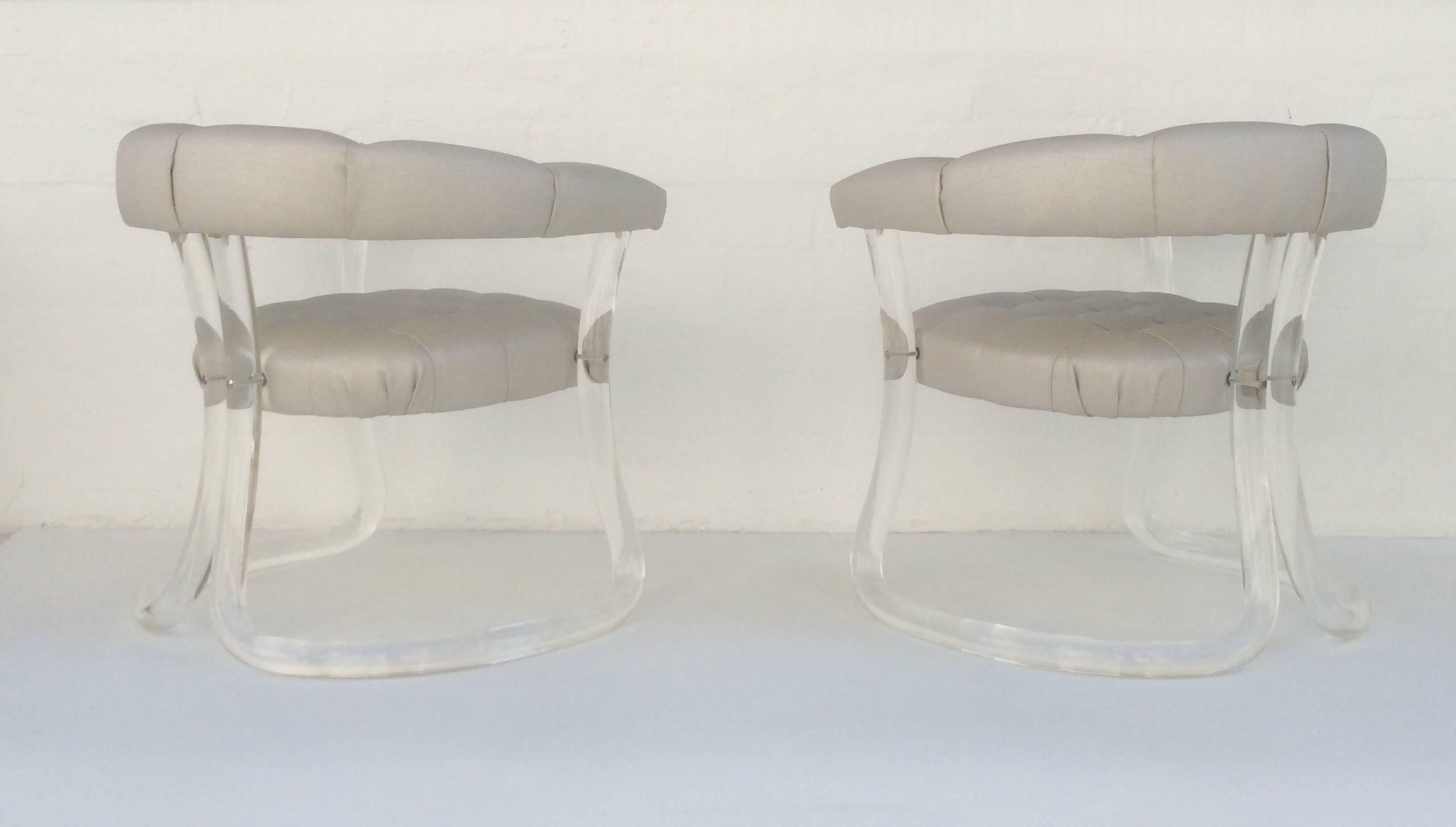 Pair Sculpted Acrylic Armchairs For Sale 3