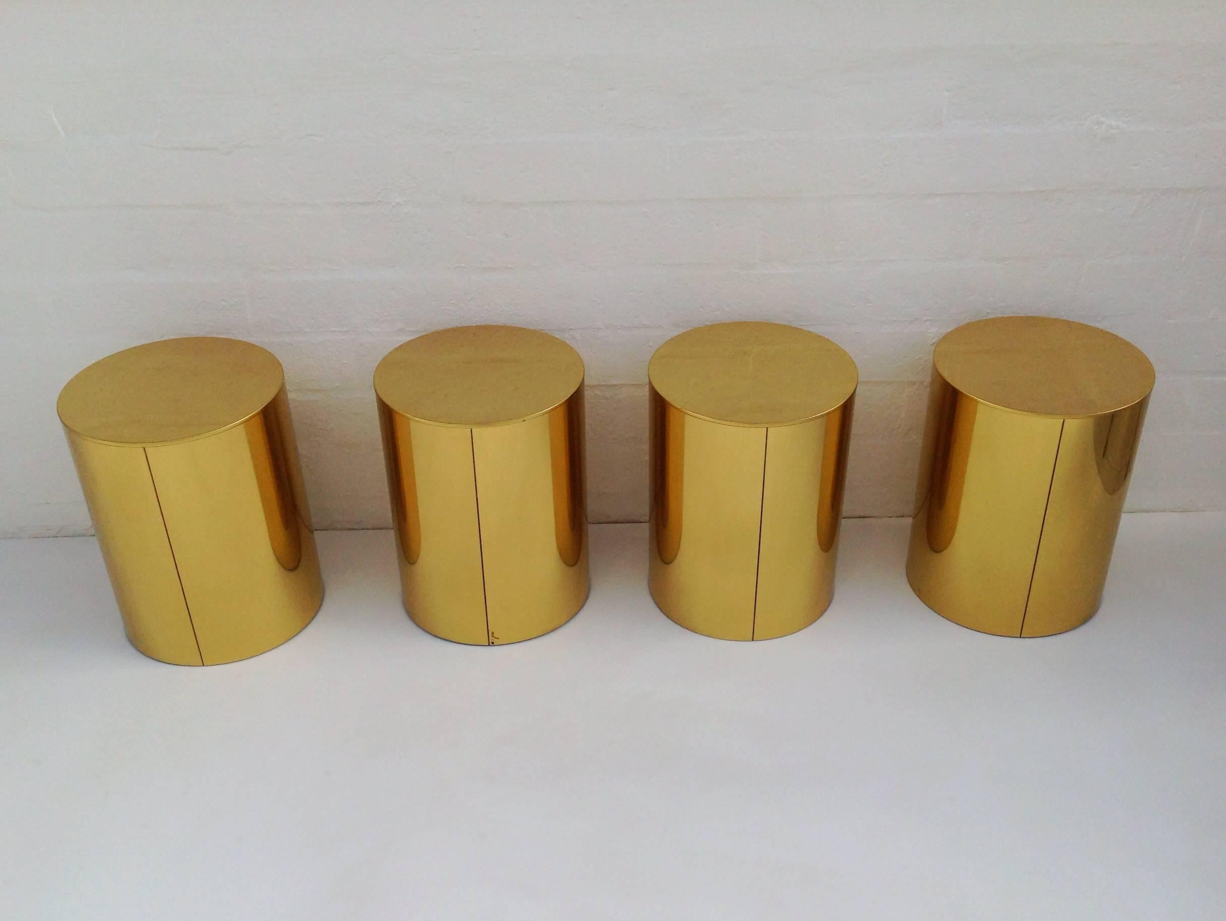 brass drum end table