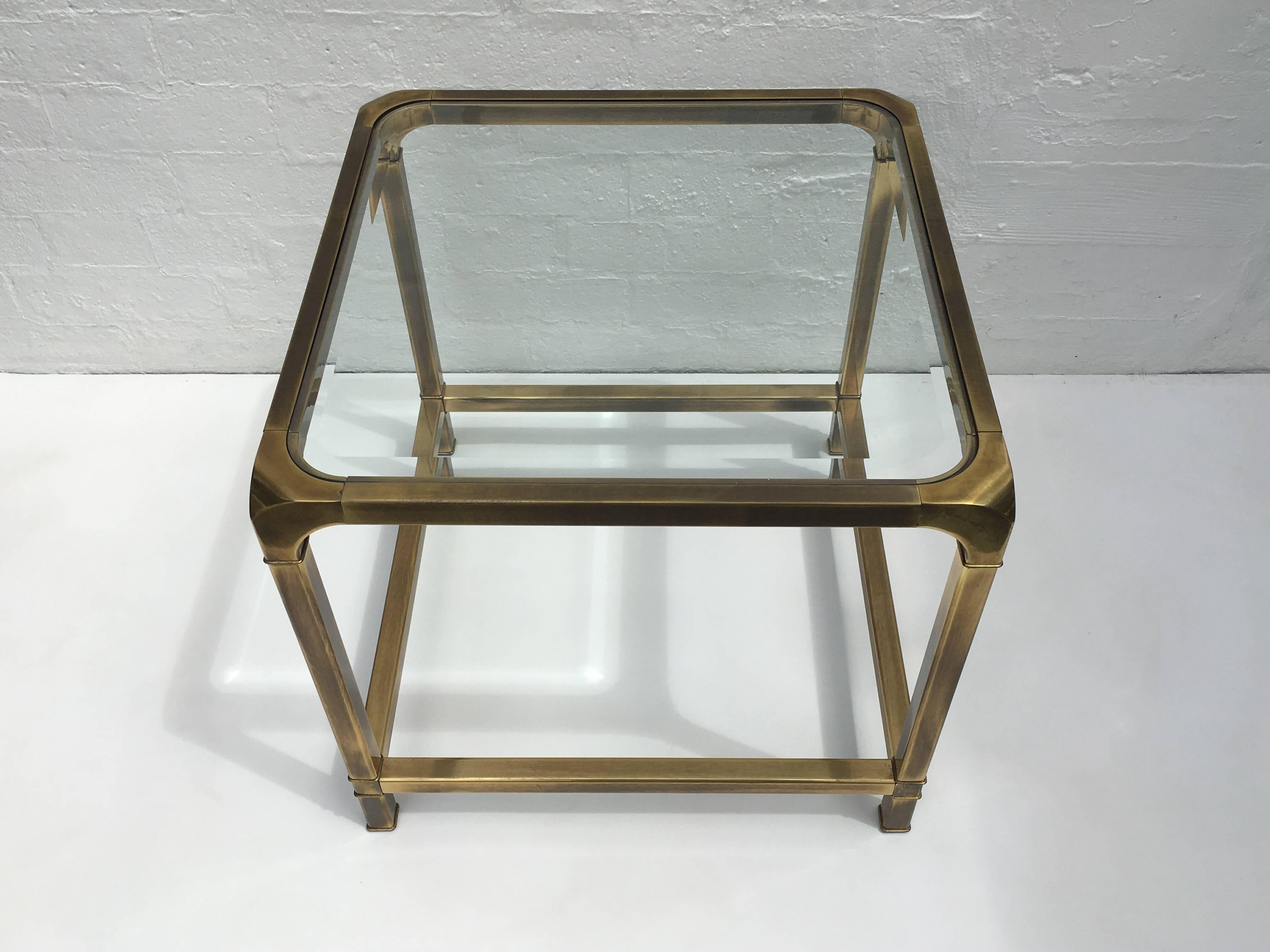 Modern Brass and Beveled Glass End Table by Mastercraft