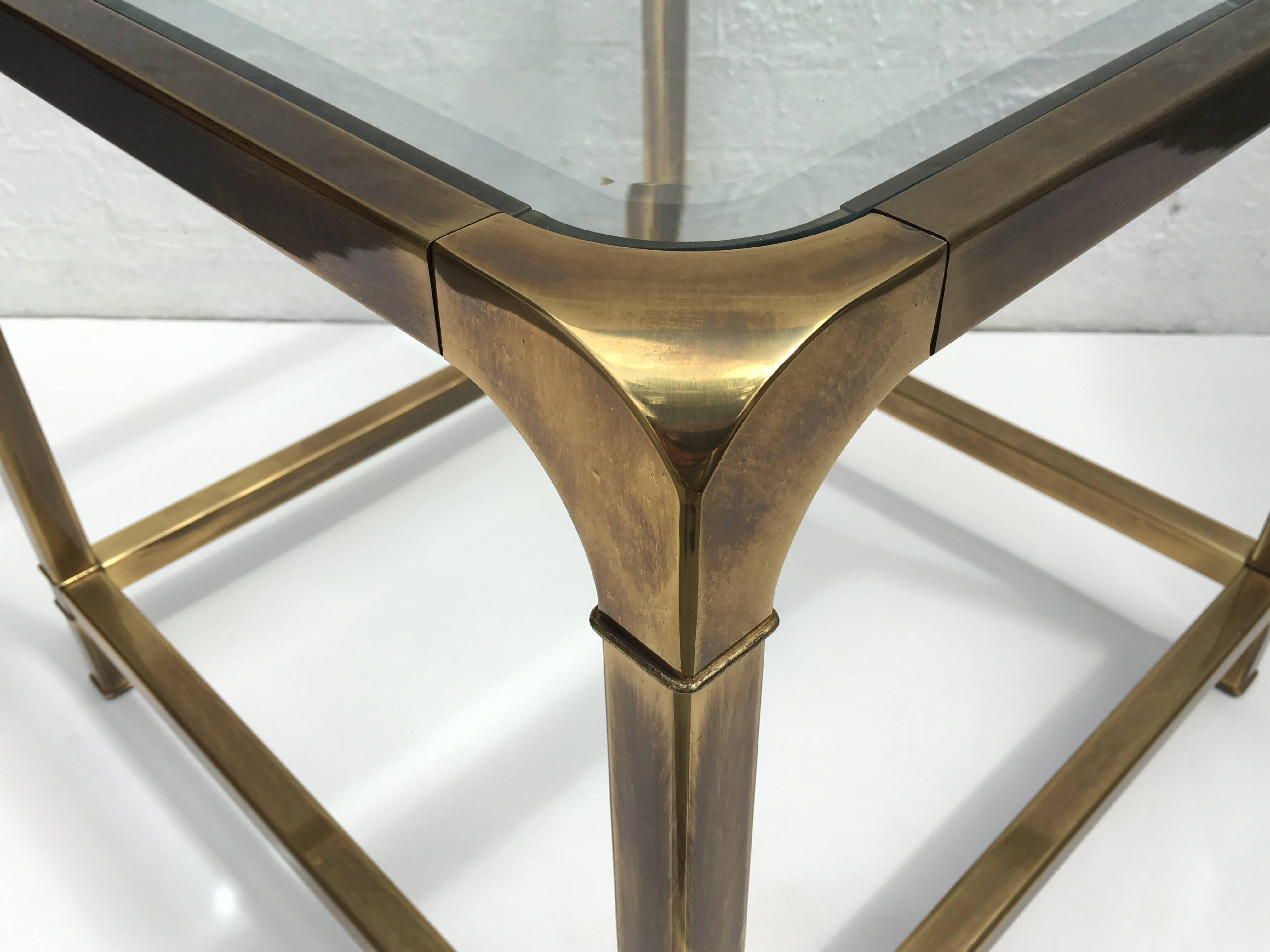 American Brass and Beveled Glass End Table by Mastercraft