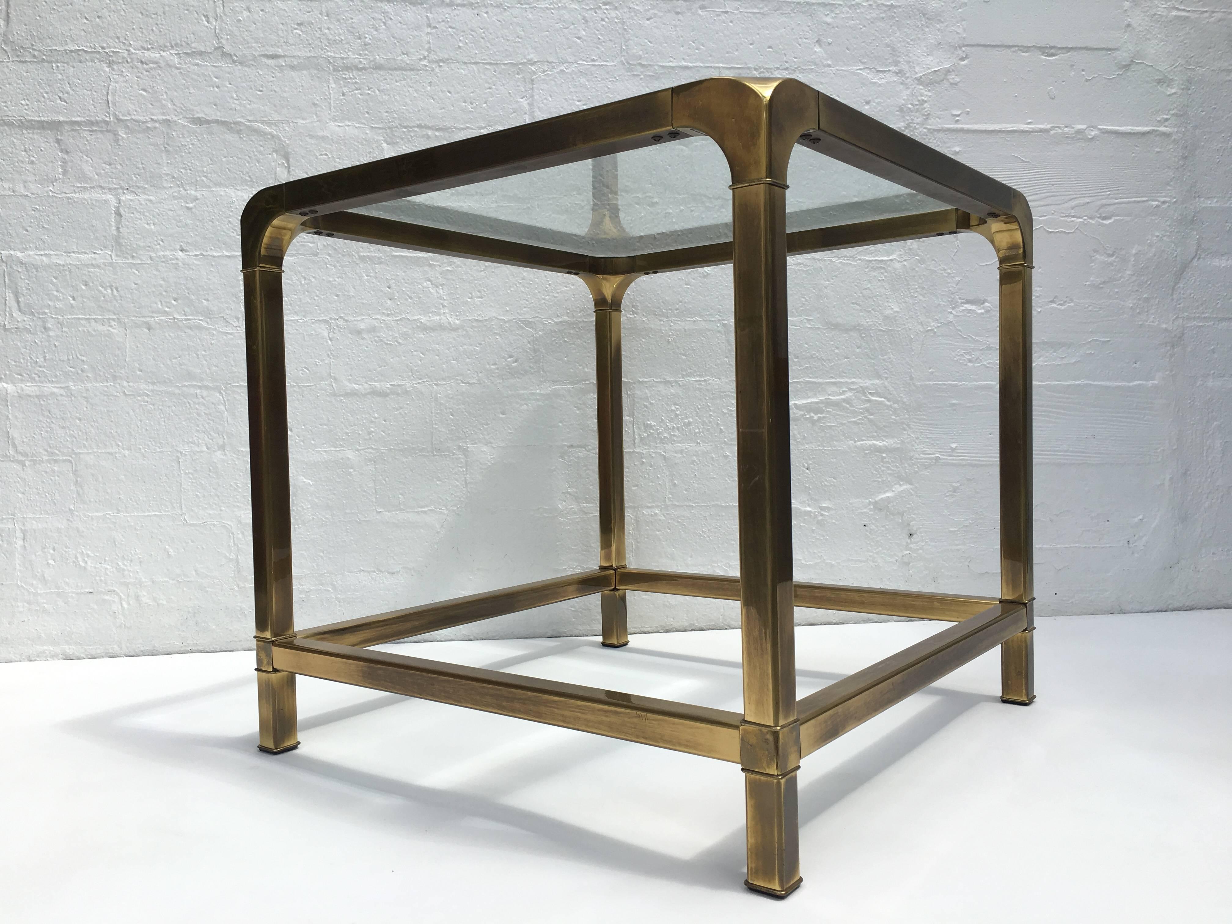 Late 20th Century Brass and Beveled Glass End Table by Mastercraft