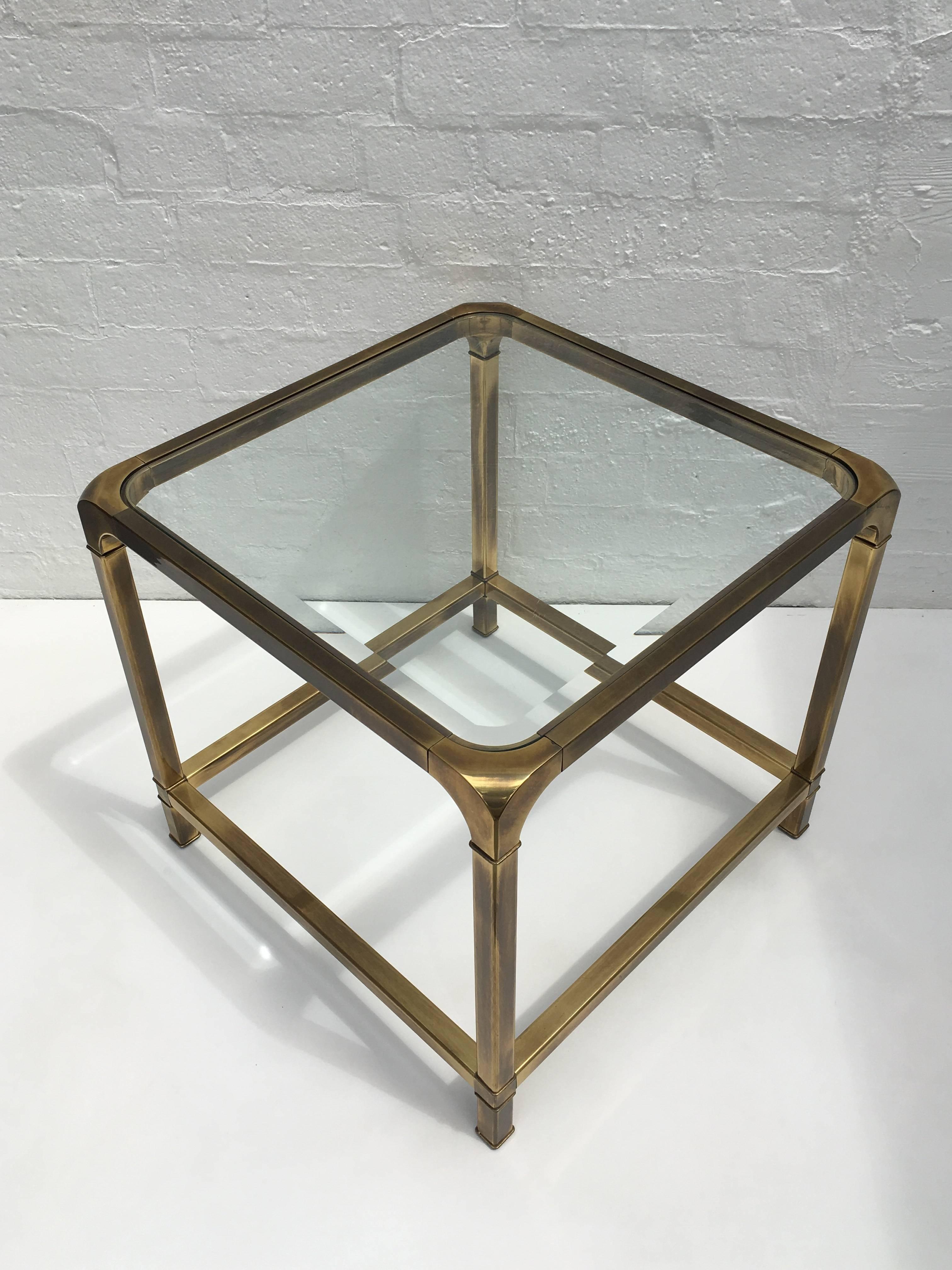 Brass and Beveled Glass End Table by Mastercraft 1