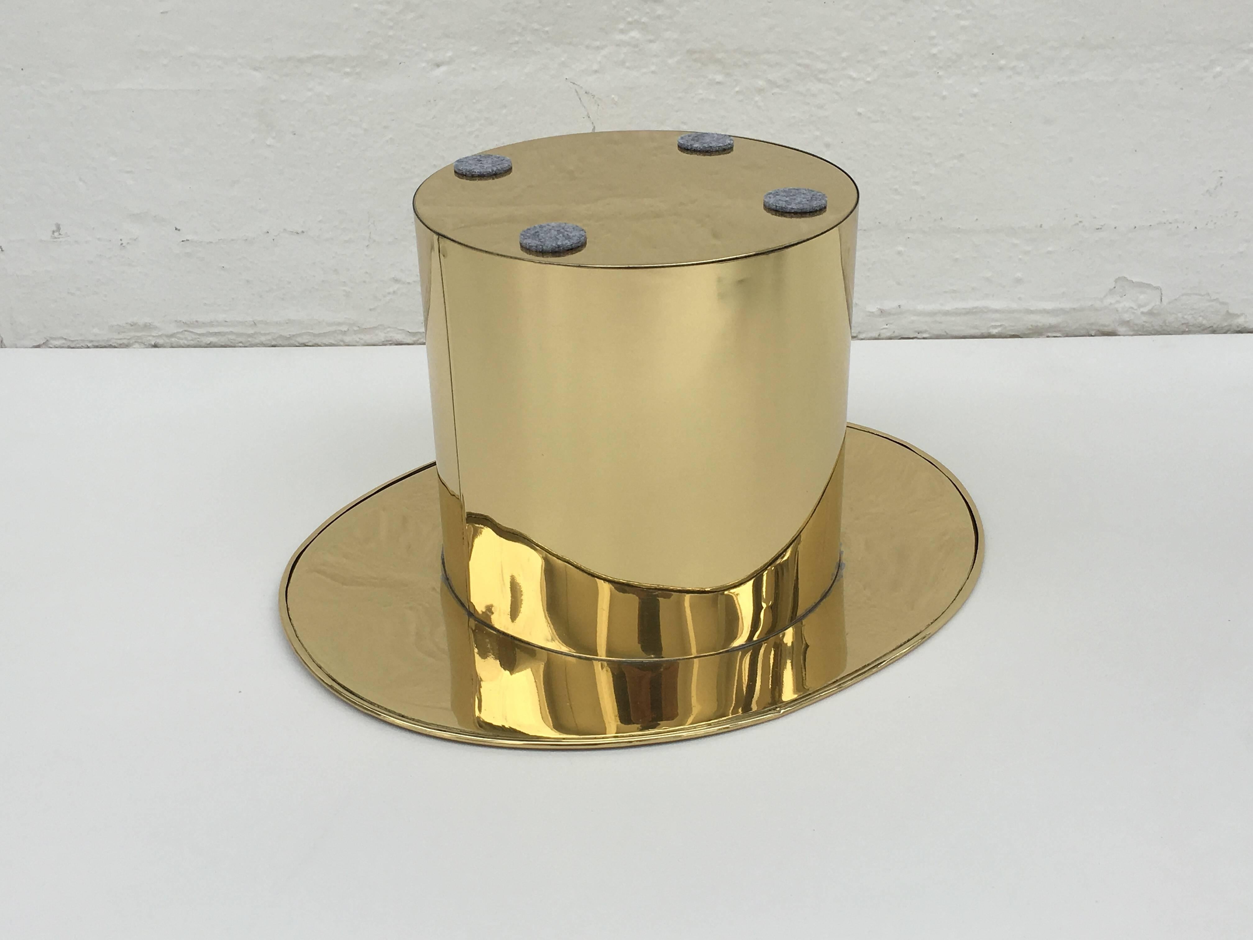 Late 20th Century Italian Brass Top Hat Ice Bucket