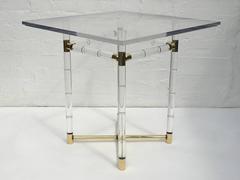 Polished Brass and Faux Bamboo Center Table by Charles Hollis Jones