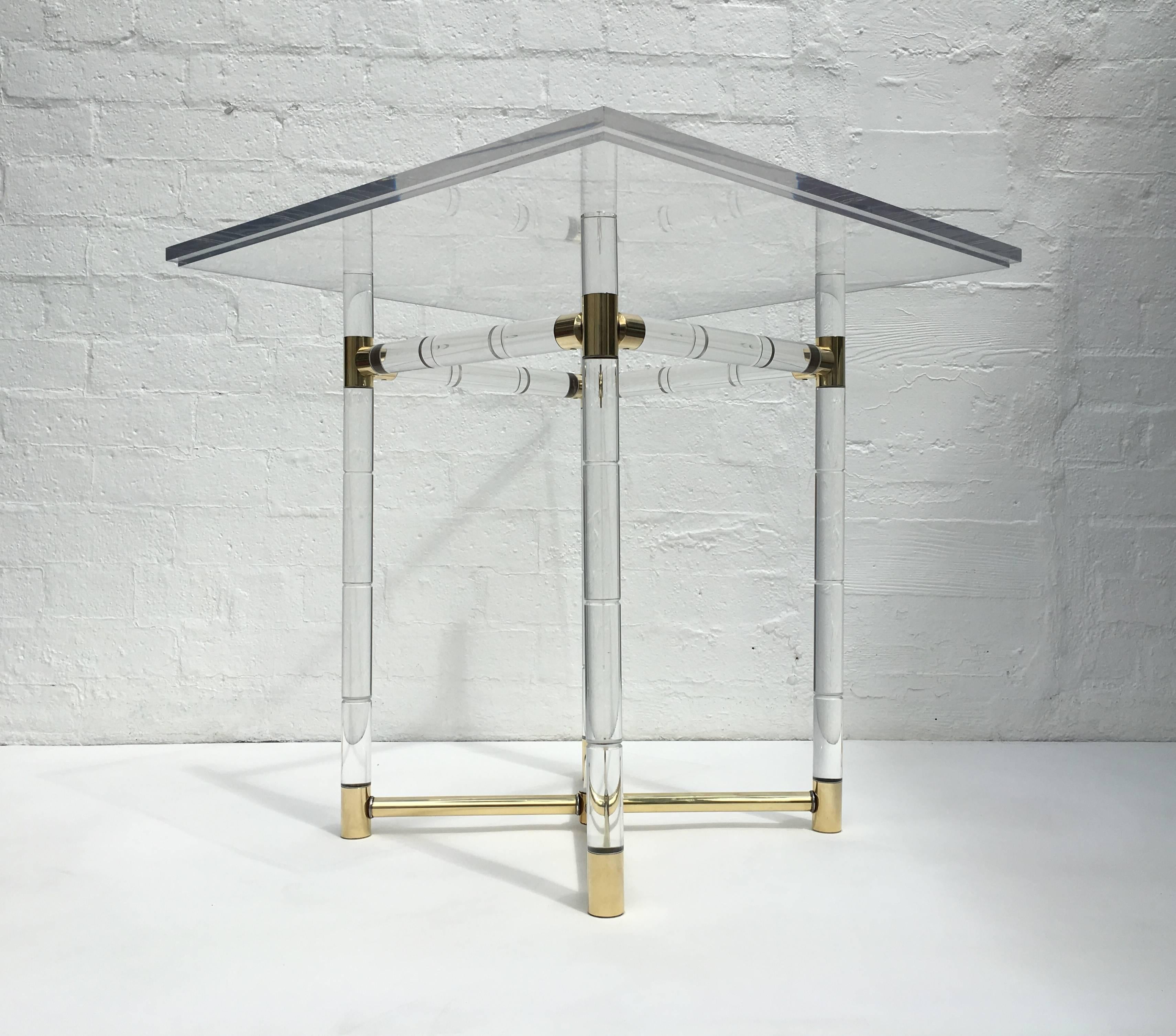 Hollywood Regency Polished Brass and Faux Bamboo Center Table by Charles Hollis Jones For Sale