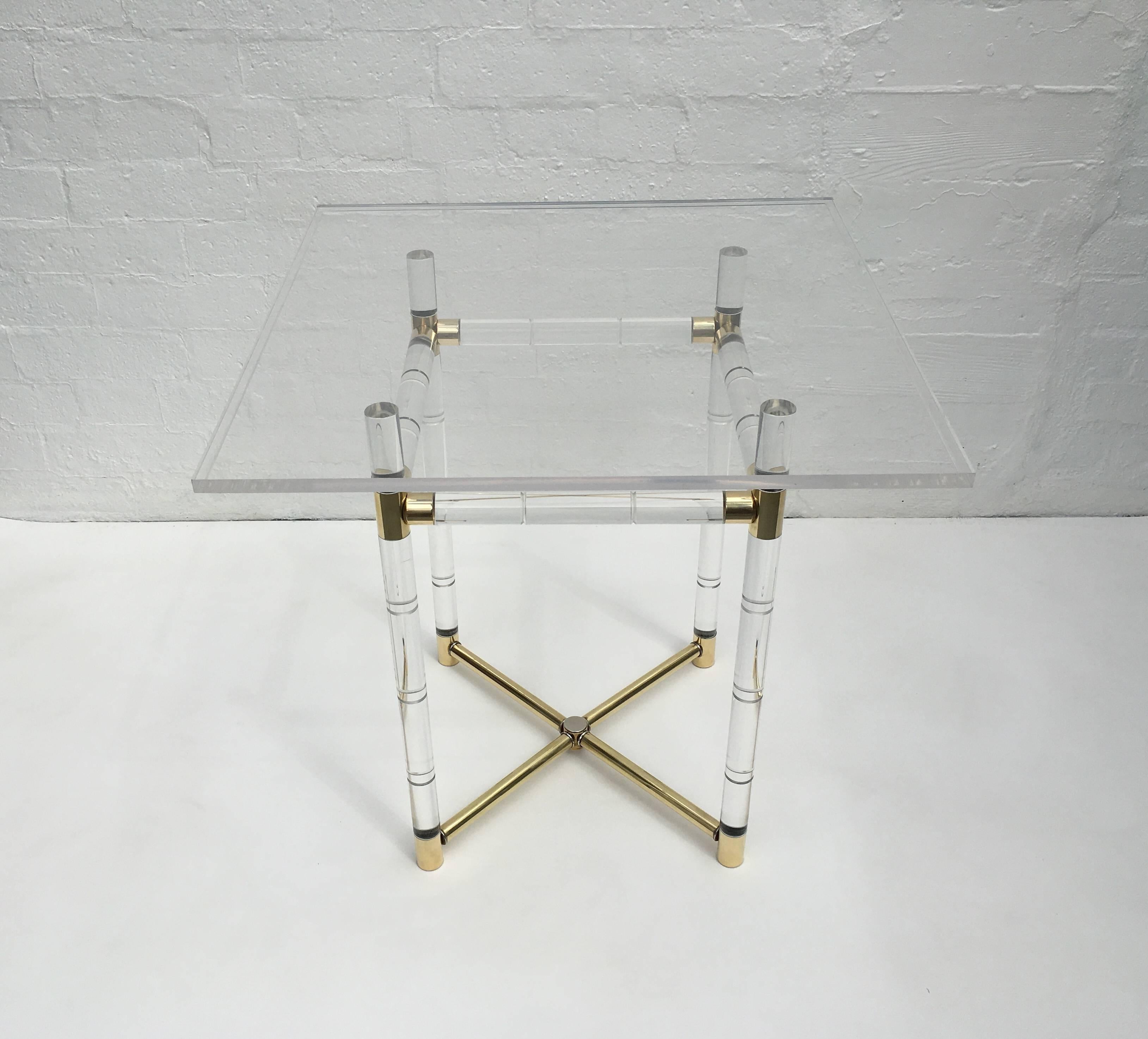Mesa de centro de latón pulido e imitación de bambú de Charles Hollis Jones en venta 1