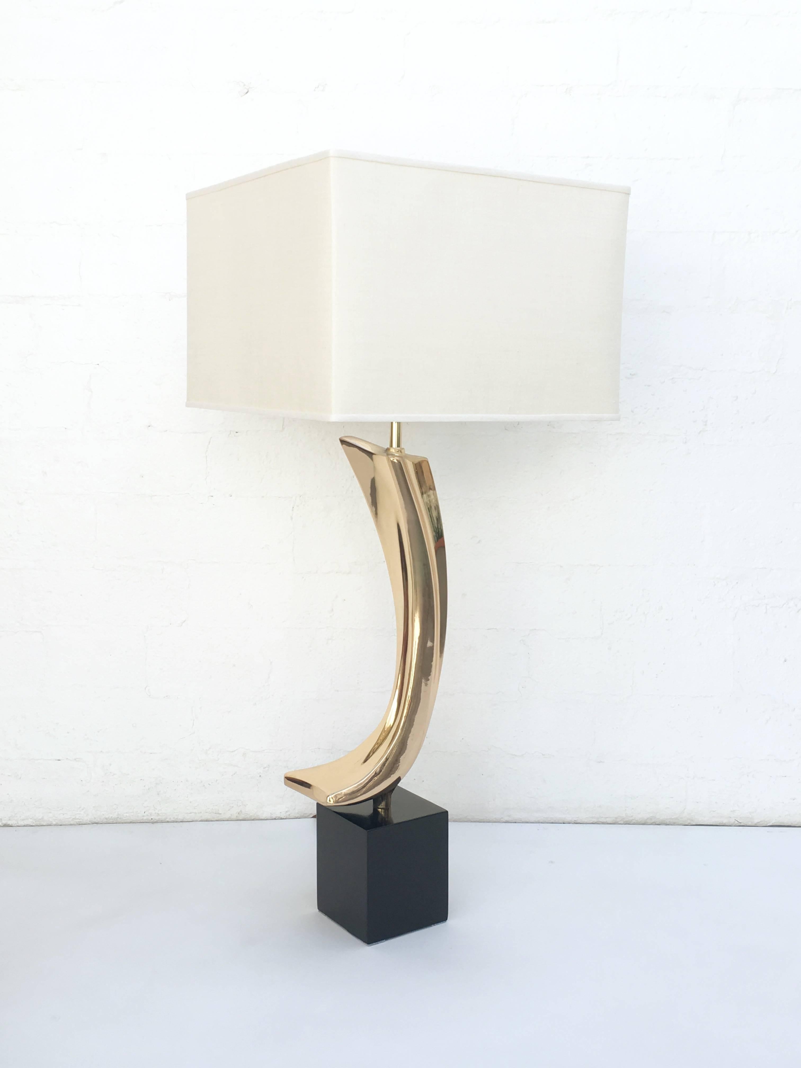 Mid-20th Century Pair of Polished Bass Table Lamps by Maurizio Tempestini