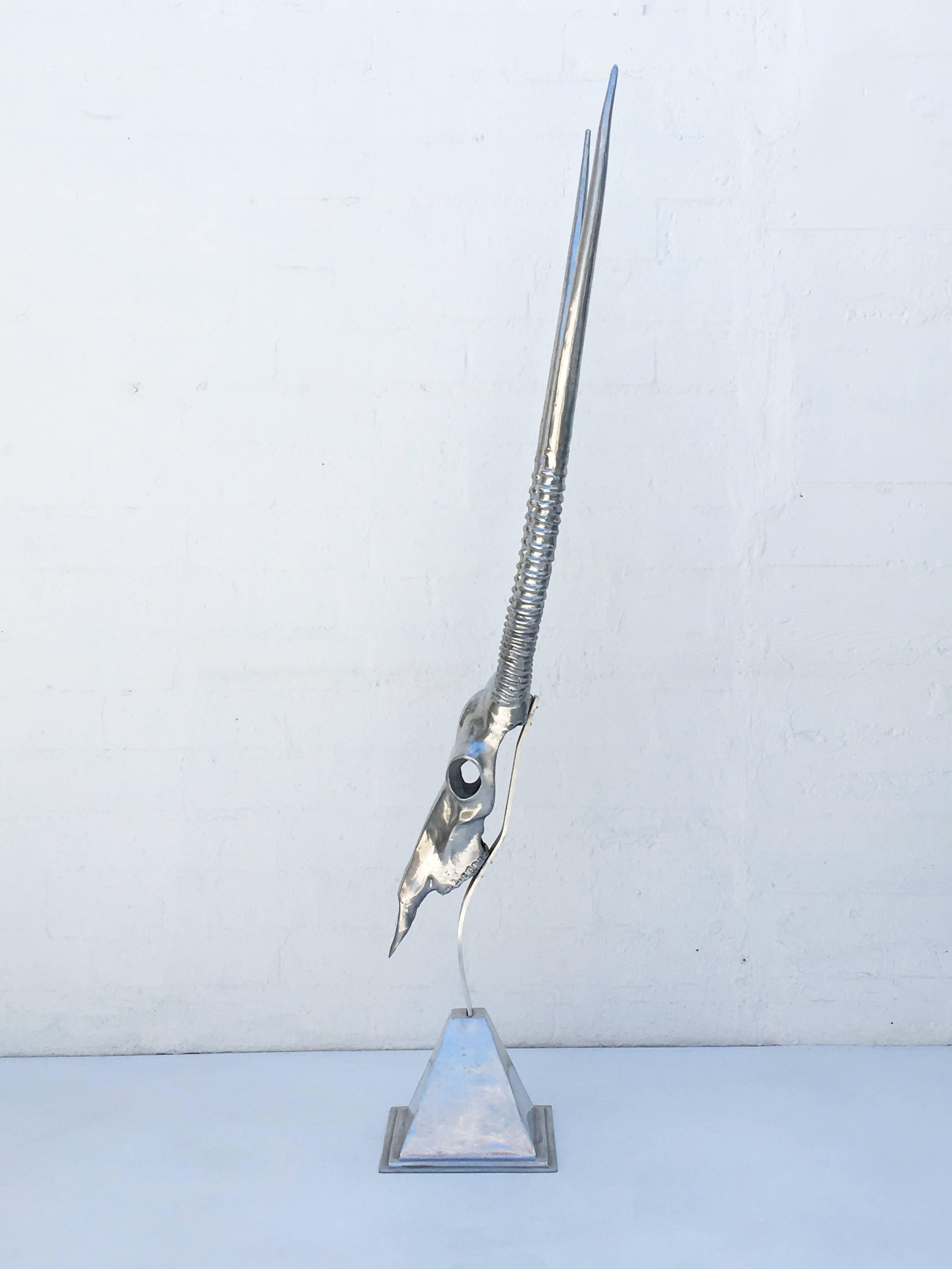 Polished Aluminum Antelope Sculpture by Arthur Court 1