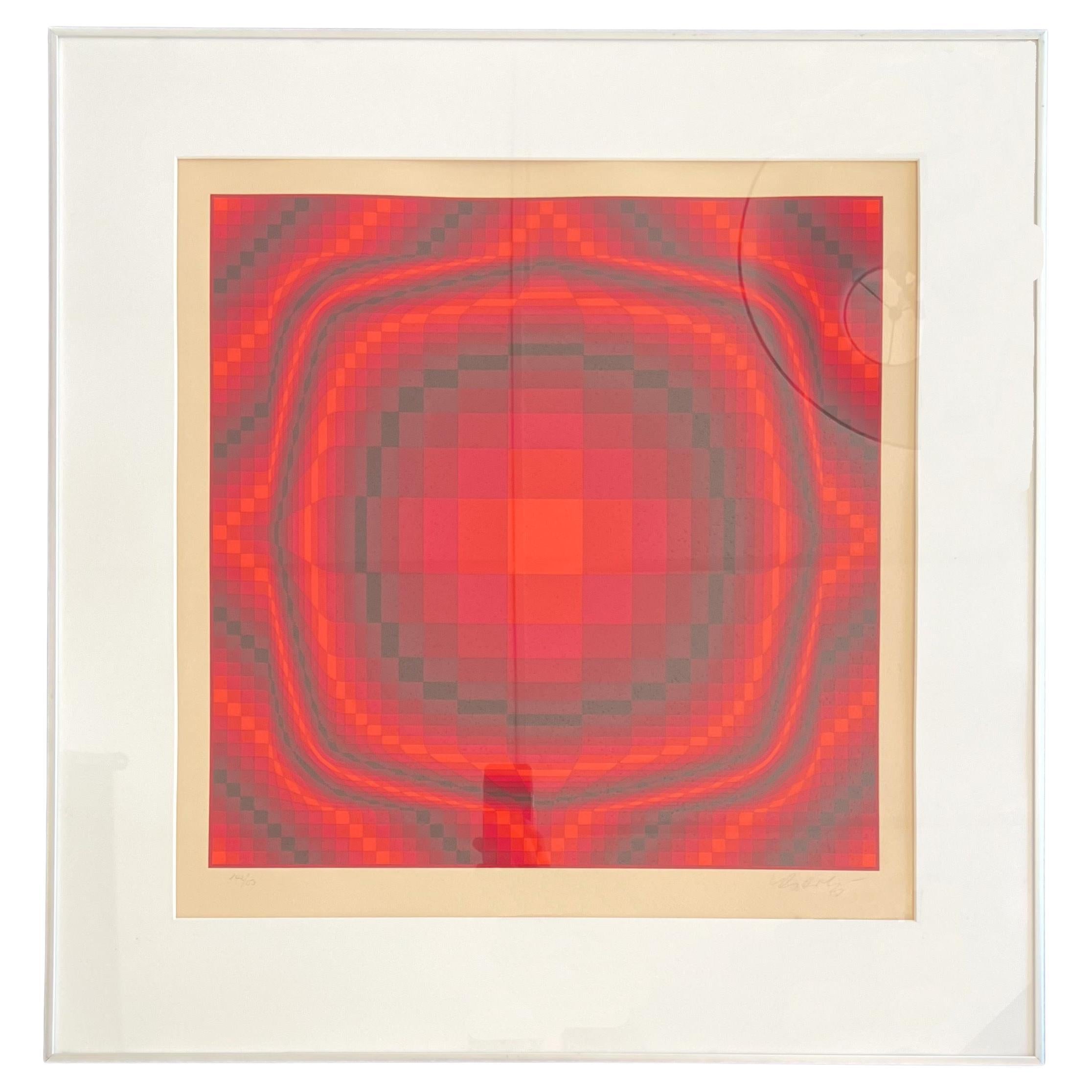 Victor Vasarely "Rote Tundra" Original-Serigrafie