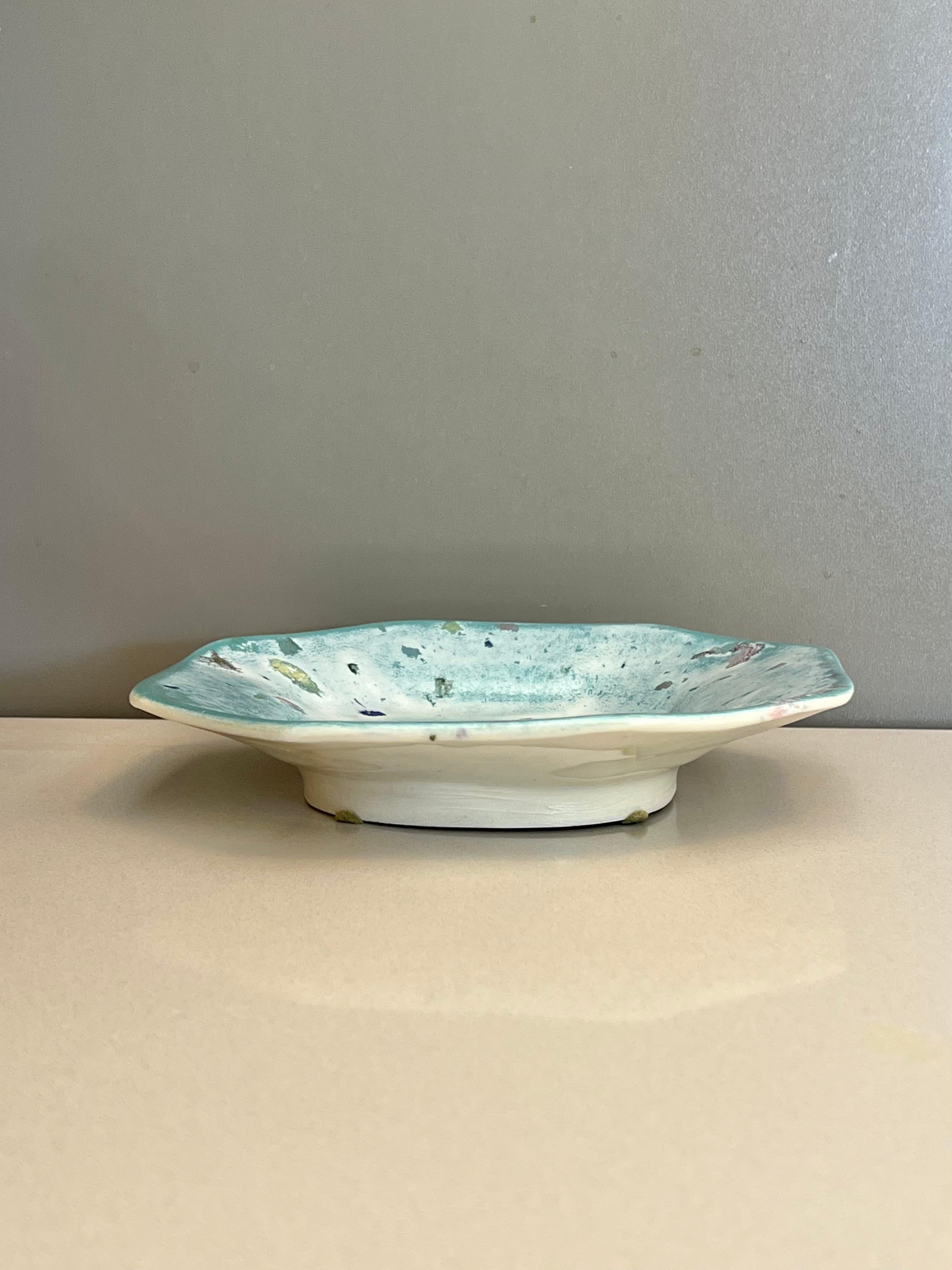 Modern Steve Chase Studio Pastel Speckled Ceramic Dish For Sale